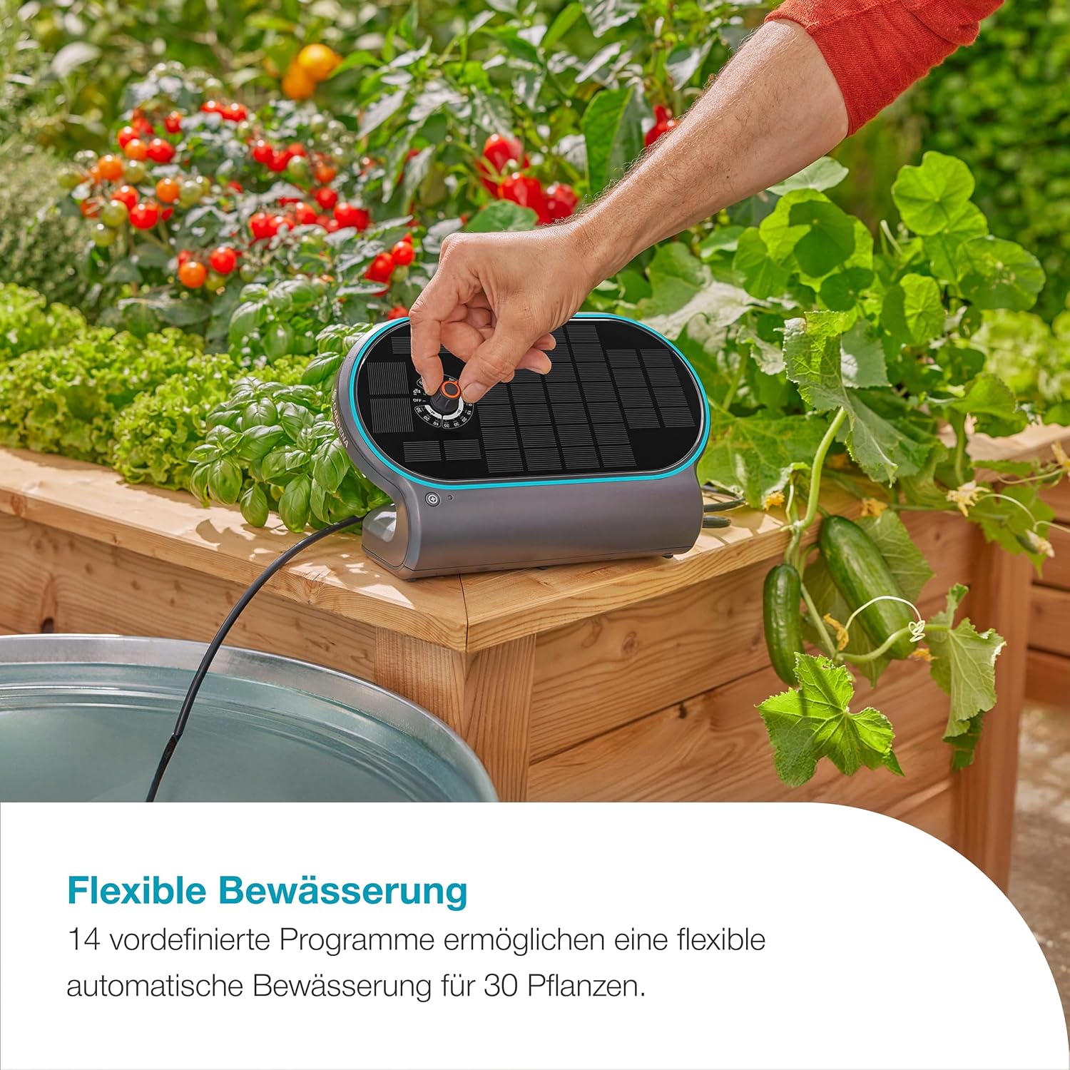 Detalle 2 de GARDENA AquaBloom L Set: autarkes Solarsystem zur Bewässerung von bis zu 30 Pflanzen