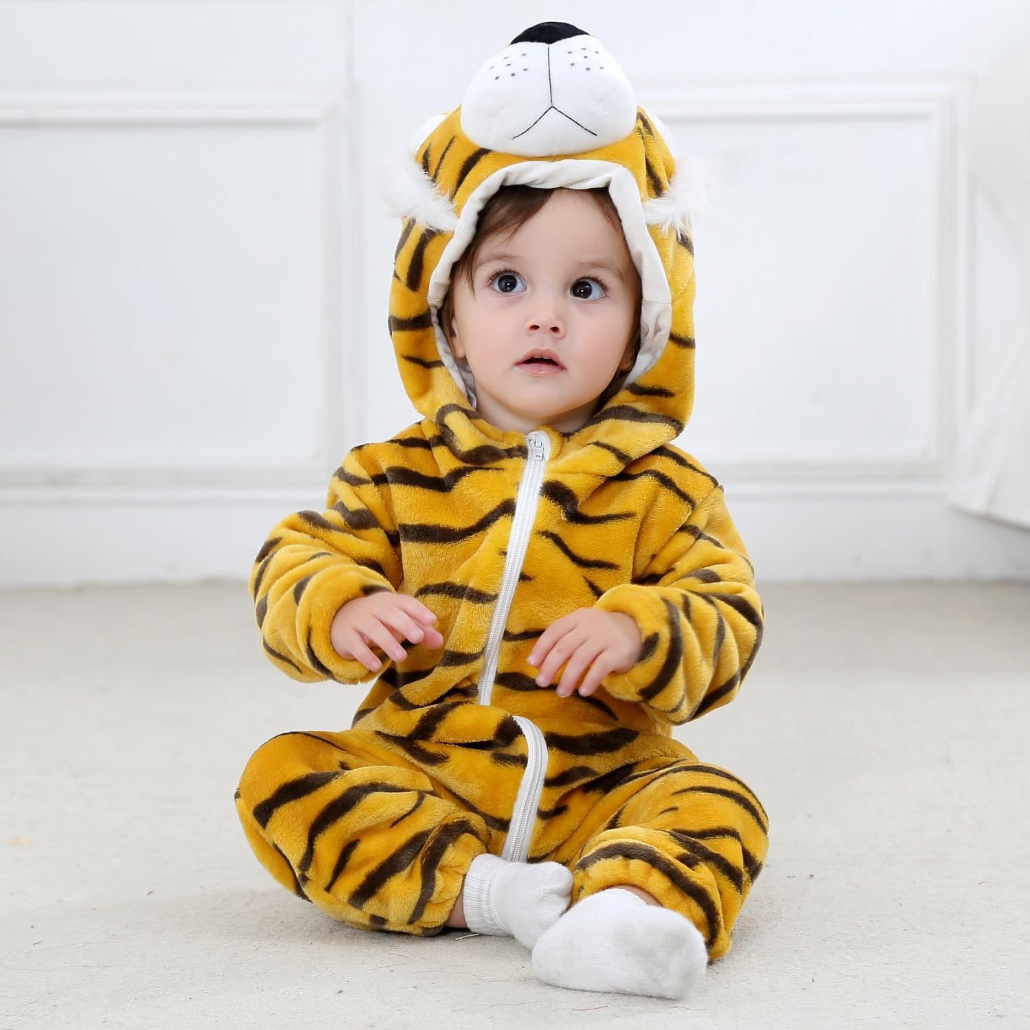 Thumbnail 2 de Hilmocho Baby Hooded Romper Unisex Animal Cartoon Flannel Onesie (3–36 months)
