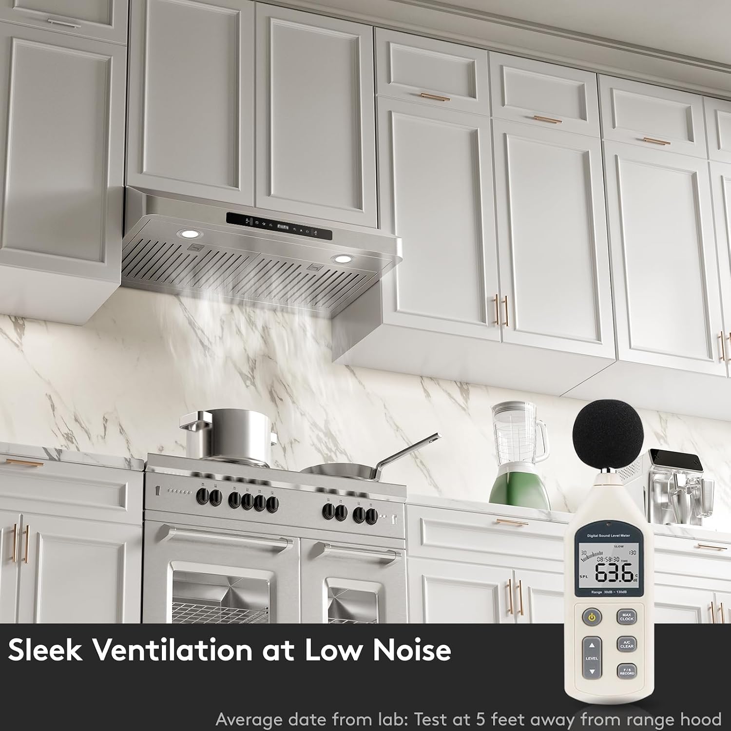 Detalle 2 de EVERKITCH 30-Inch Under-Cabinet Range Hood, 900 CFM, Dual Motors