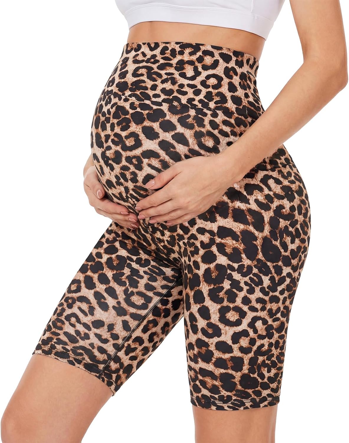 Detalle de AMIYOYO Maternity Shorts Over Bump High Waisted Stretchy Pregnancy Yoga Shorts