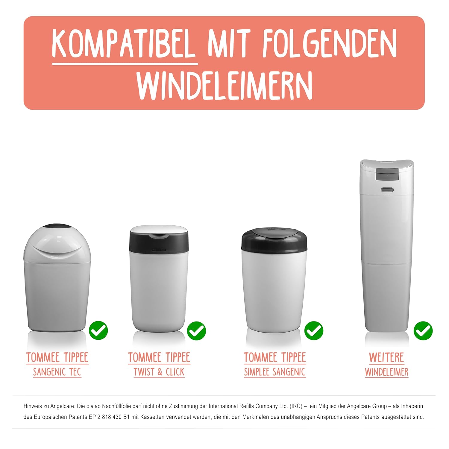 Thumbnail 3 de OLALAO Nachfüllfolie für Windeleimer – 4er-Pack für kompatible Nachfüllkassetten (u. a. Twist & Click)