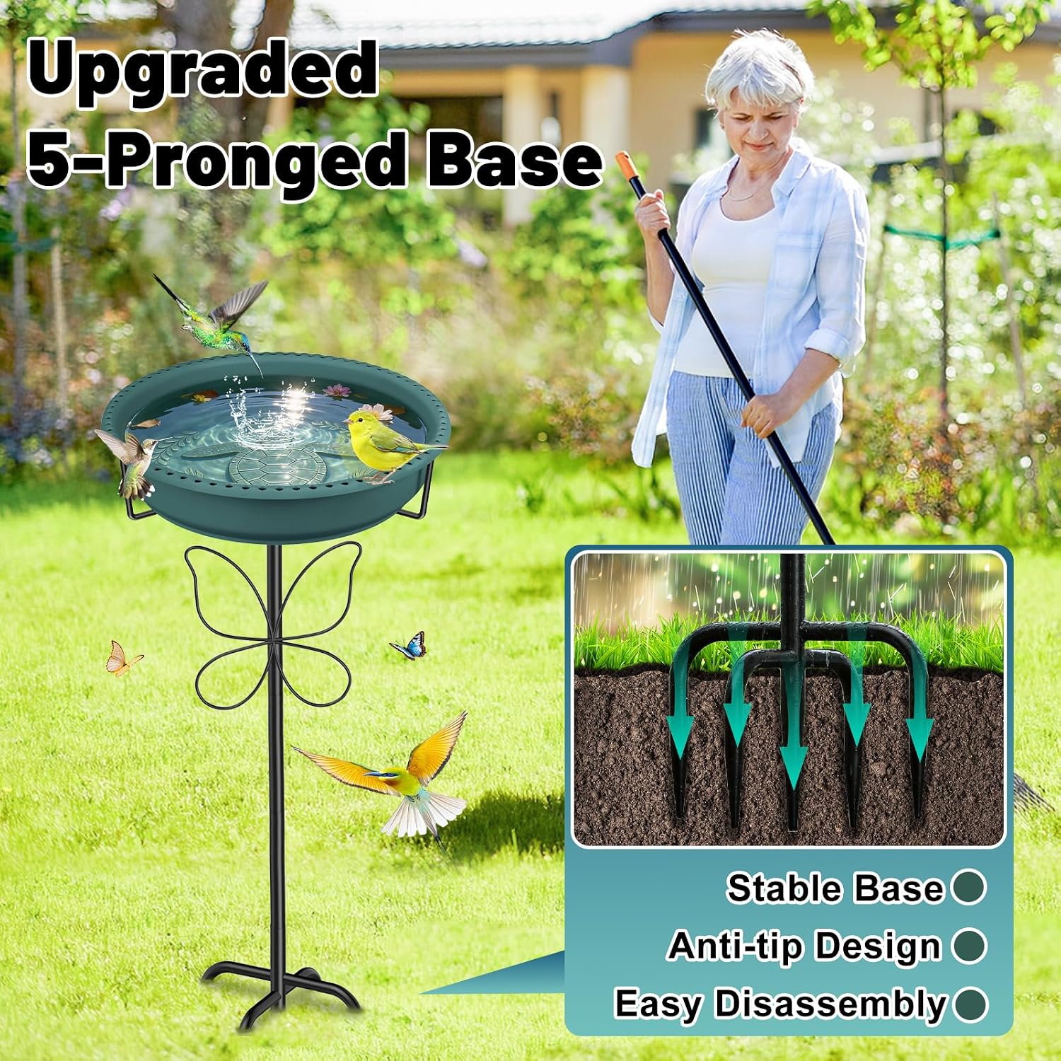 Detalle de YOADEHOA Outdoor Bird Bath, 36.8-Inch