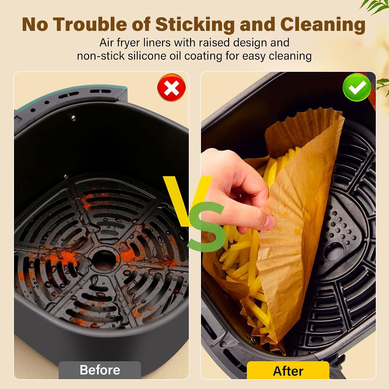 Thumbnail 1 de 125Pcs Unbleached 8" Air Fryer Liners