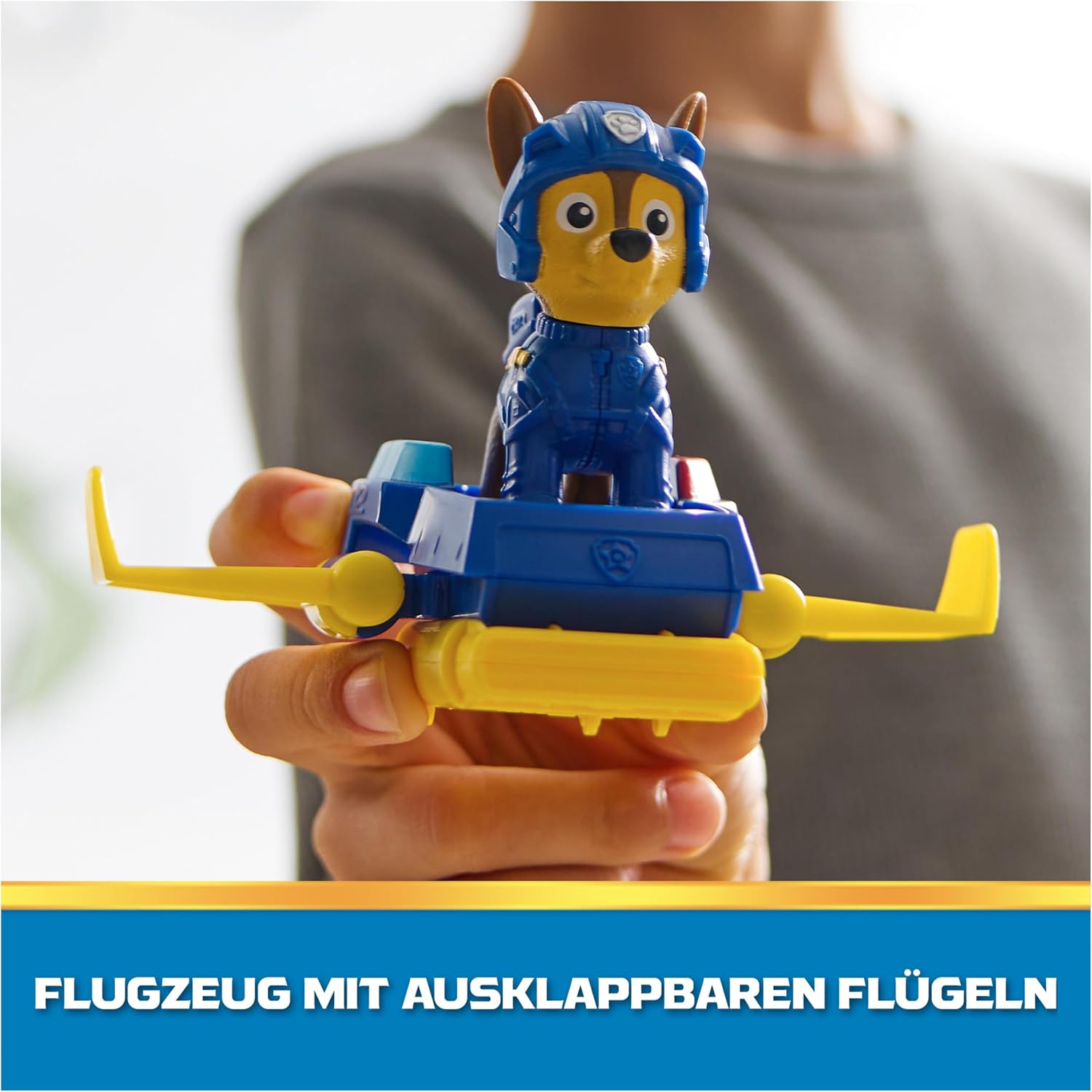 Detalle de PAW Patrol Chase Action Pup – figur med miniräddningsflygplan och utfällbara vingar