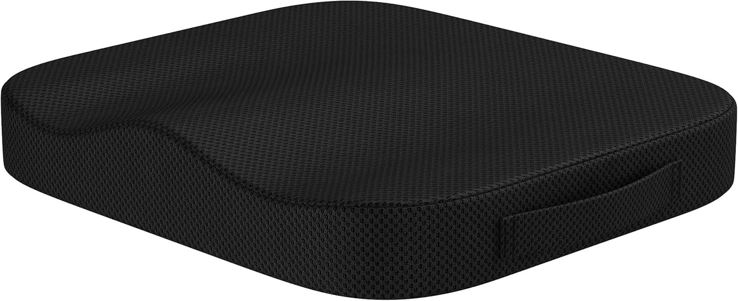 Detalle de Bonmedico Coussin Chaise Bureau et Voiture – Coussin Ergonomique et Orthopédique en Mousse à Mémoire de Forme, Dureté Moyenne, Noir 41x41x5 cm
