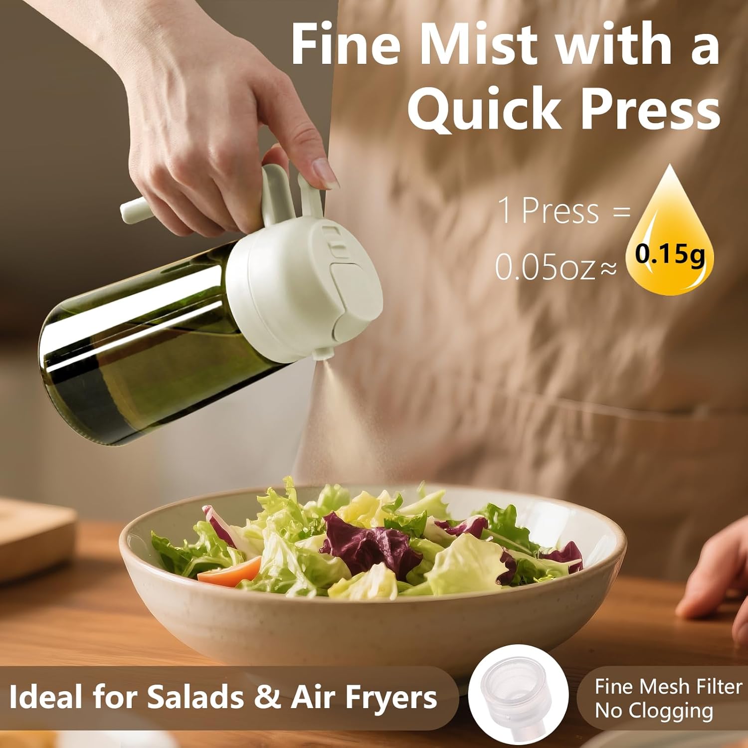Thumbnail 2 de SWEET VIEW Olive Oil Dispenser and Oil Sprayer (16oz/470ml) – Light-Proof Glass Bottle for Pouring or Misting