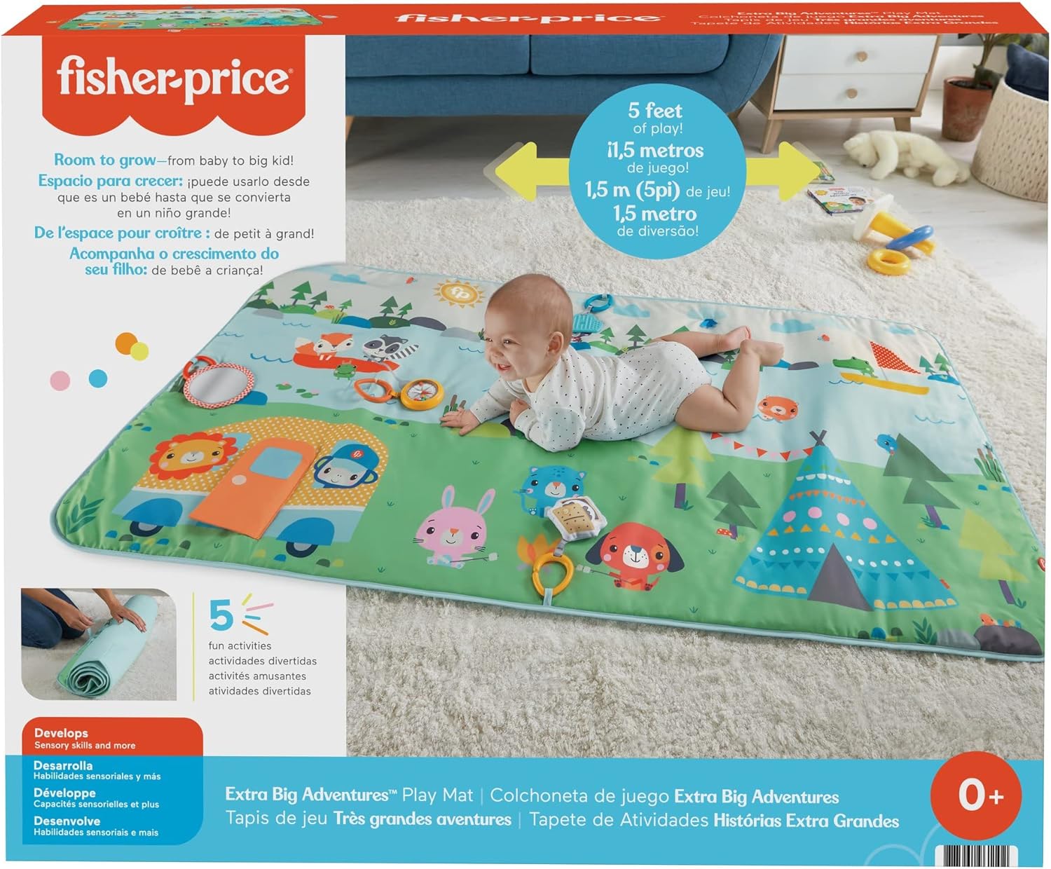 Thumbnail 5 de Fisher-Price Grandi Avventure tappetino attività da campeggio 152 x 81 cm con accessori (GXR53)