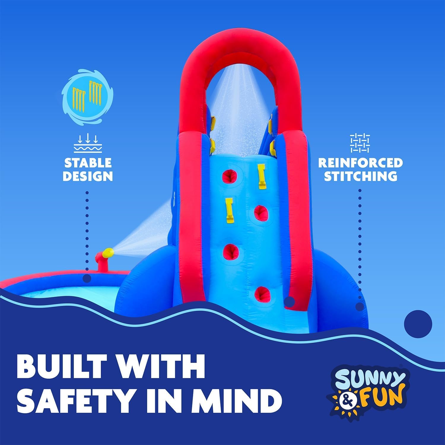 Thumbnail 5 de Sunny & Fun Deluxe Inflatable Water Park & Splash Pool with Tunnel