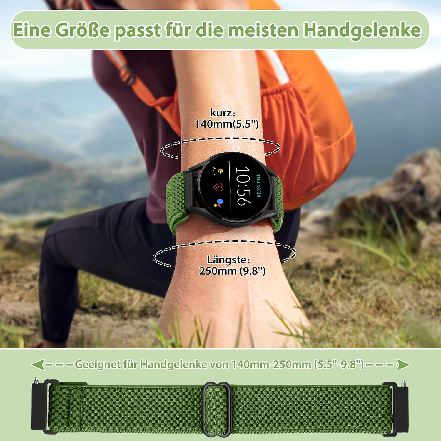 Thumbnail 4 de SHIJZWD elastisches Uhrenarmband mit Schnellverschluss – Nylon Loop in 16/18/19/20/22/24 mm