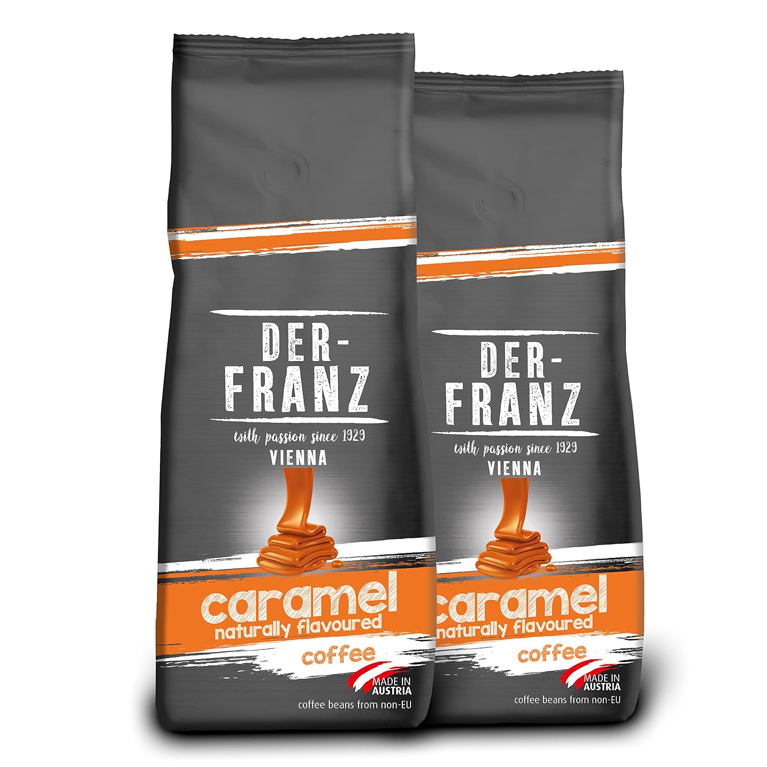 Detalle de DER-FRANZ Kaffee aromatisiert mit Karamell, gemahlen – 2 x 500 g