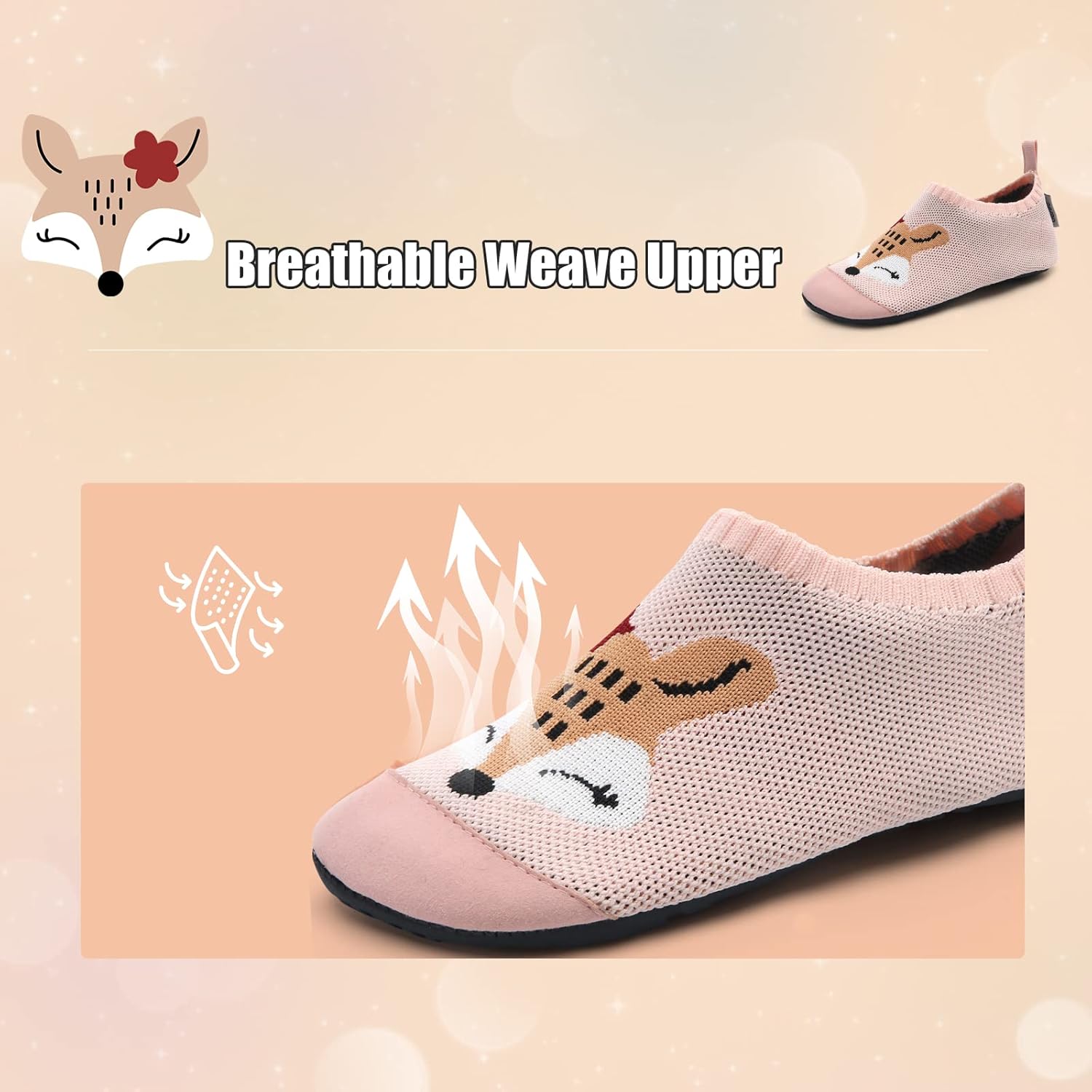 Detalle de IceUnicorn Kinder-Hausschuhe: atmungsaktive, rutschfeste Schlupf-Slippers
