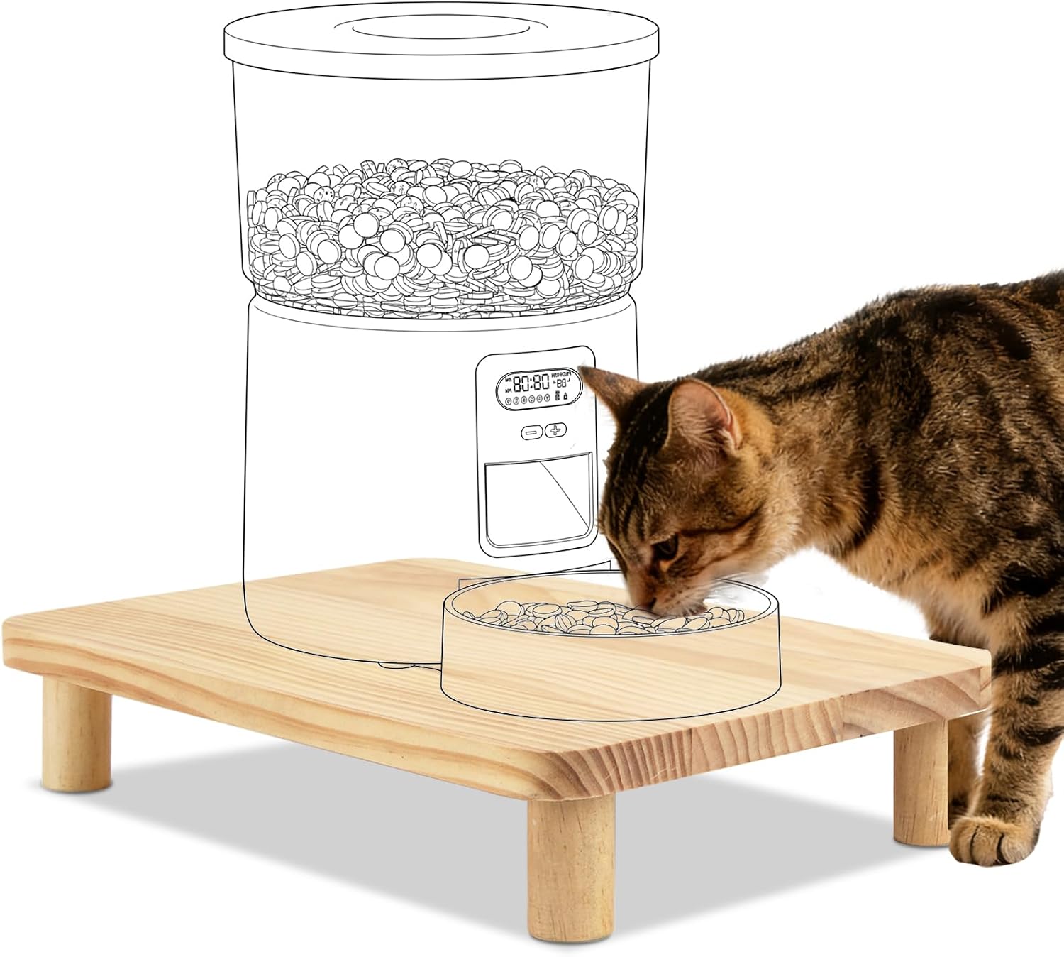 Detalle de SZEE Automatic Cat Feeder Elevated Stand 6cm