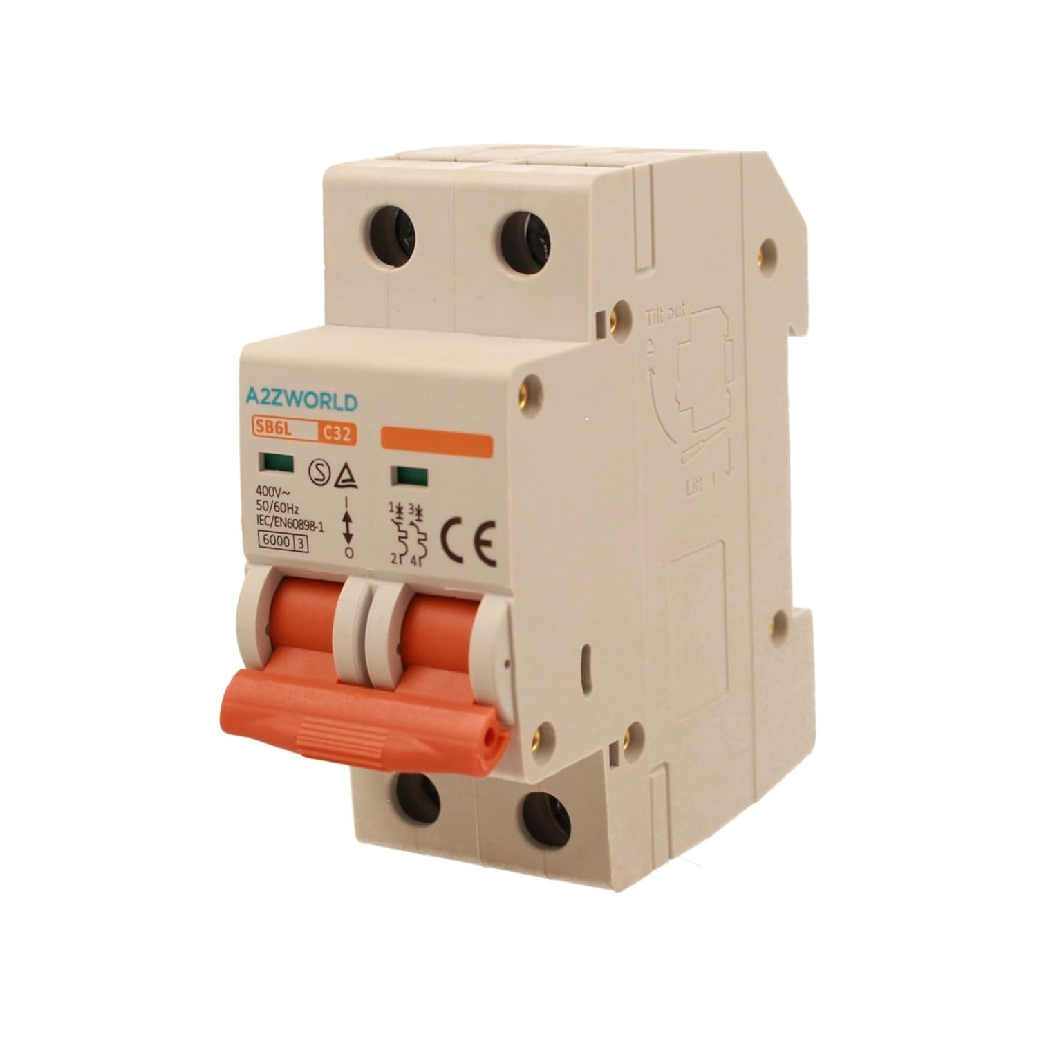 Detalle de Interruttore Magnetotermico SB6L 32A C32 2P 6kA, 220V AC, 2 Moduli DIN, IP20