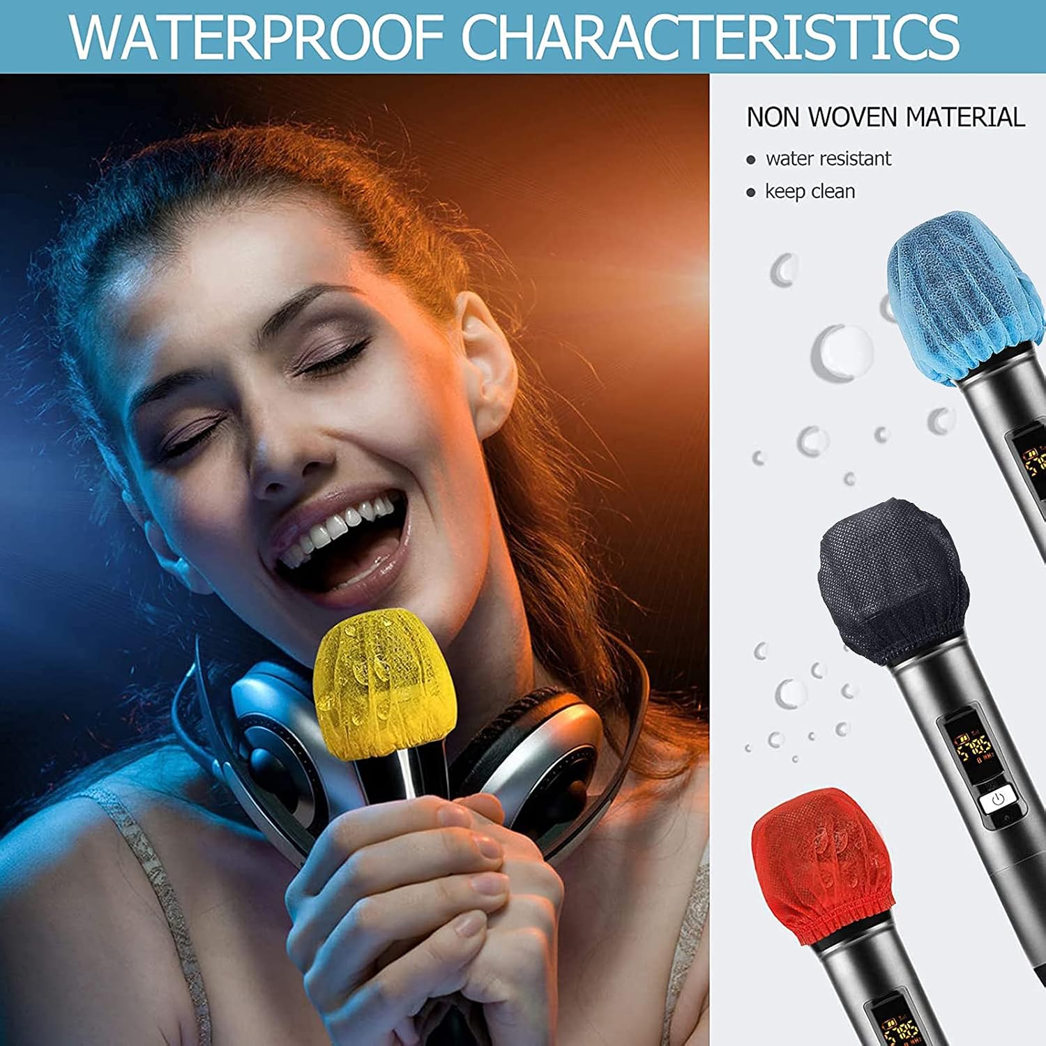 Detalle 2 de TENGYES miccovers Disposable Microphone Covers, 400 Non-Woven Caps in Four Colours