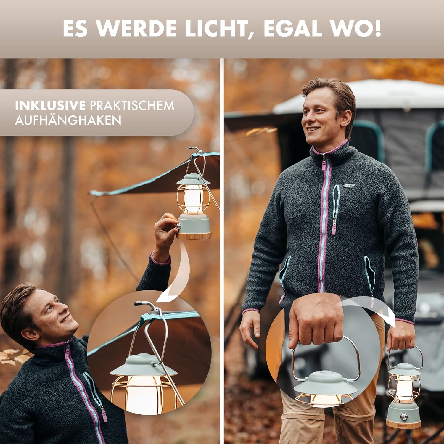 Thumbnail 2 de NATURBUMMLER Campinglampe aufladbar mit Powerbank LUX Secure+ (IPX4) & dimmbar, 5200-mAh-Akku
