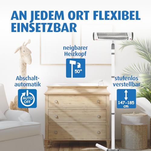 Detalle 2 de Reer EasyHeat Flex Wickeltisch-Wärmestrahler 500 W – Standgerät, Weiß