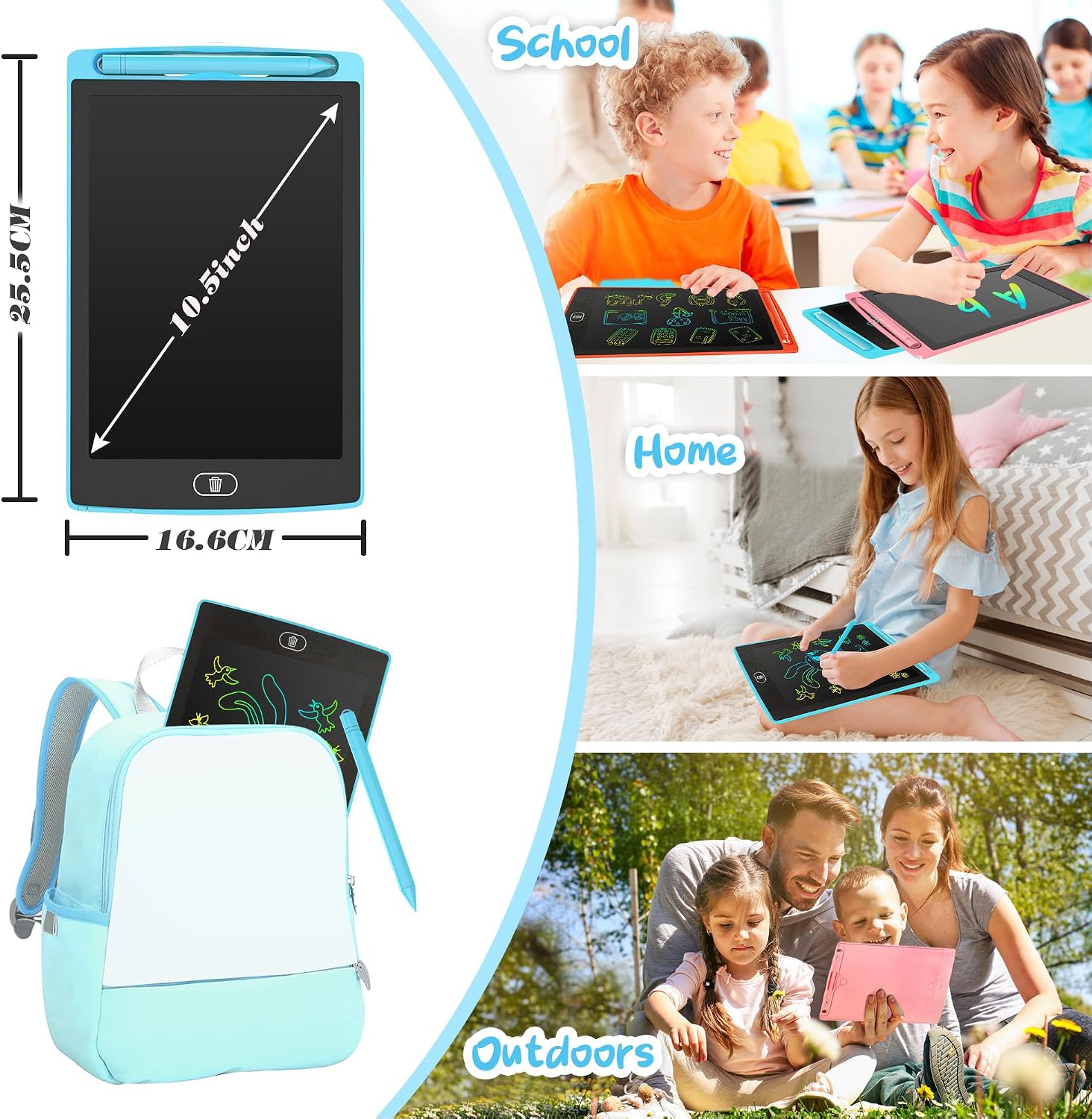 Detalle de LCD-Schreibtafel für Kinder 10,5 Zoll (2er-Set) – Maltafel zum Kritzeln & Zeichnen für Mädchen und Jungen