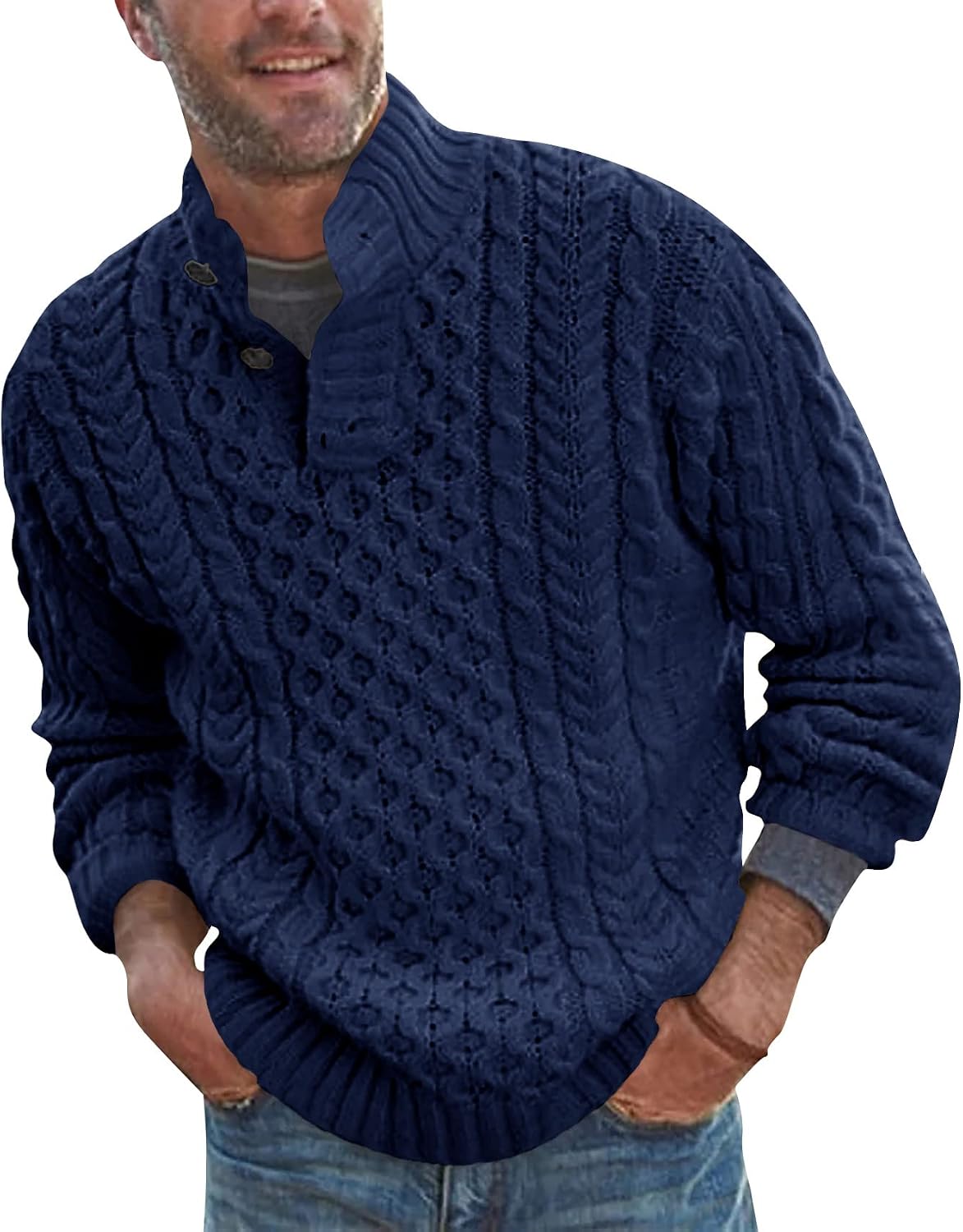 Thumbnail 6 de Bbalizko Stand Collar Cable Knit Pullover Sweater