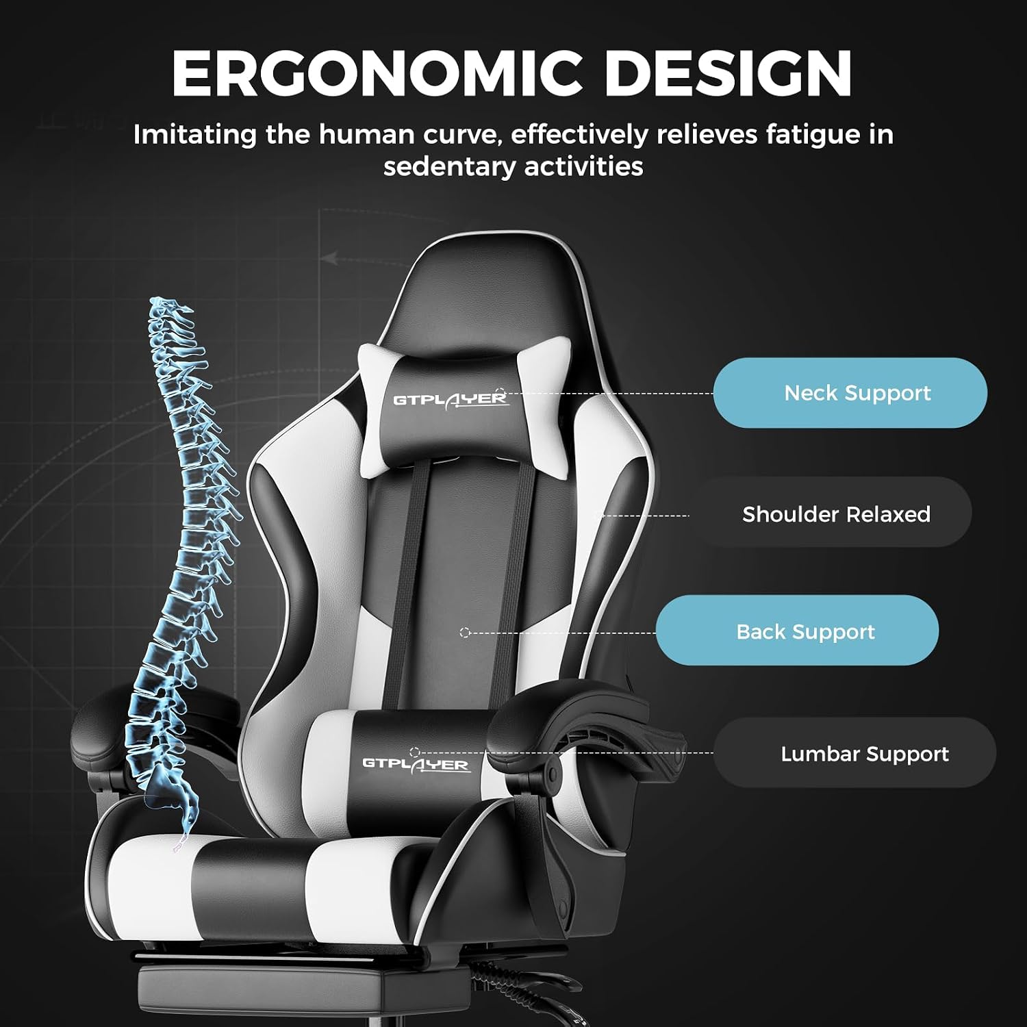 Detalle de GTPLAYER Gaming Chair, Pearl White