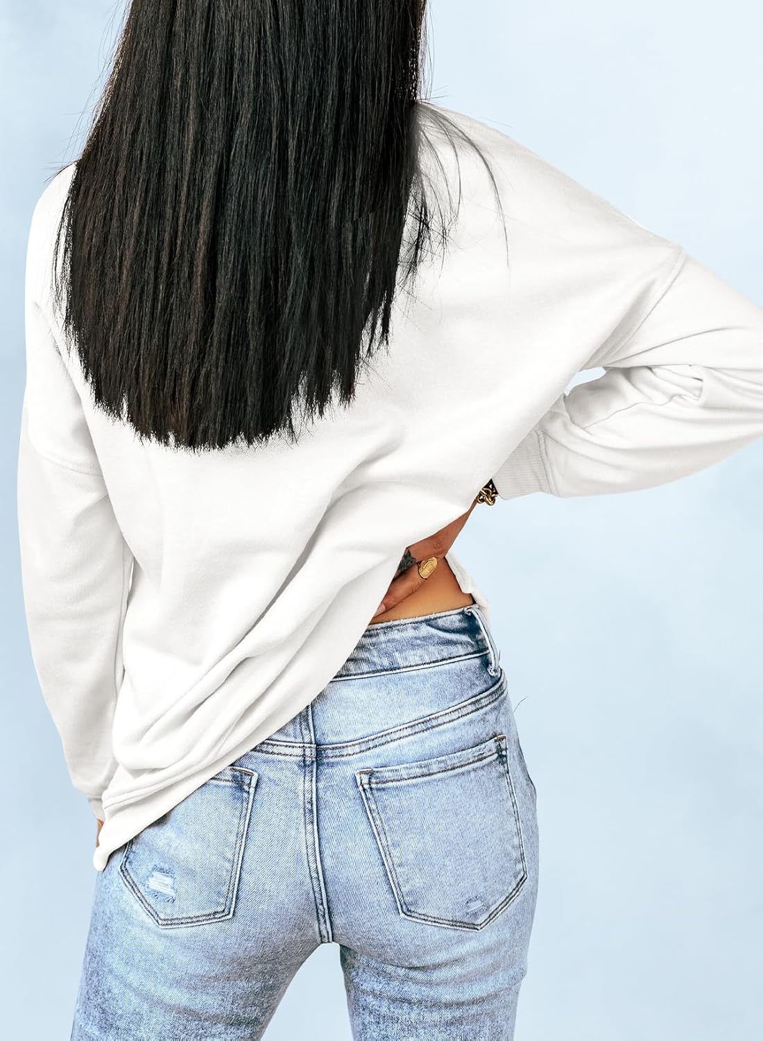 Thumbnail 2 de Dokotoo Women’s Casual Crew Neck Sweatshirt with Relaxed Fit & Side Splits