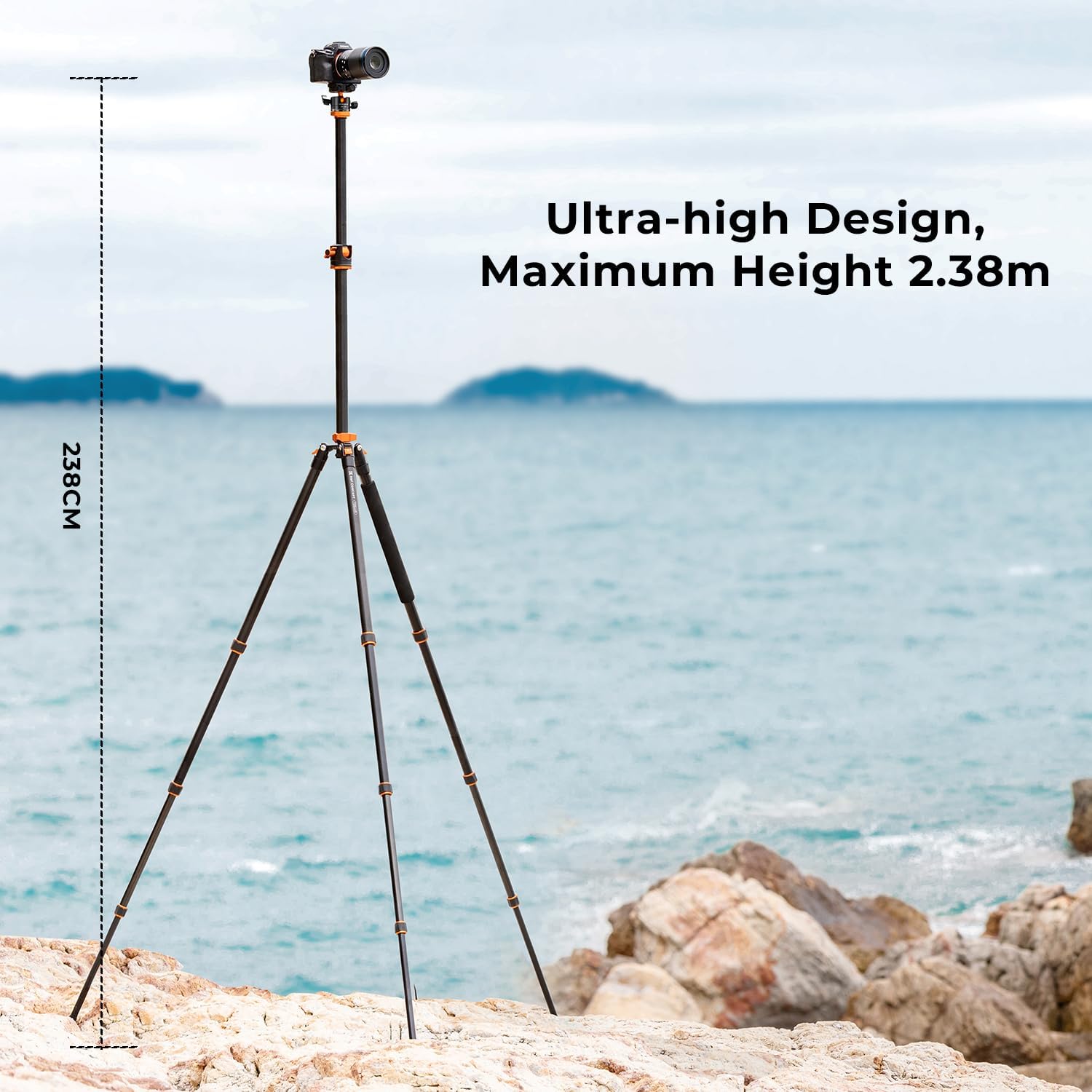 Detalle 2 de K&F Concept 238CM Stativ T254A8(SA254T1) – 360° Panoramastativ mit 90° Mittelsäule