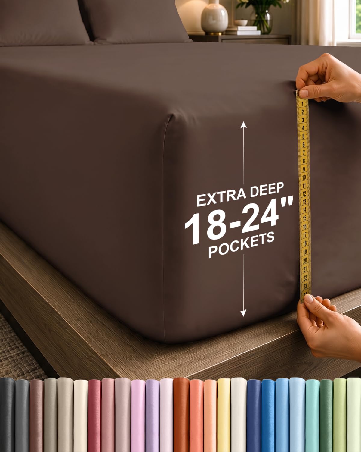 Detalle de Extra Deep Queen Fitted Sheet for 18–24" Mattresses