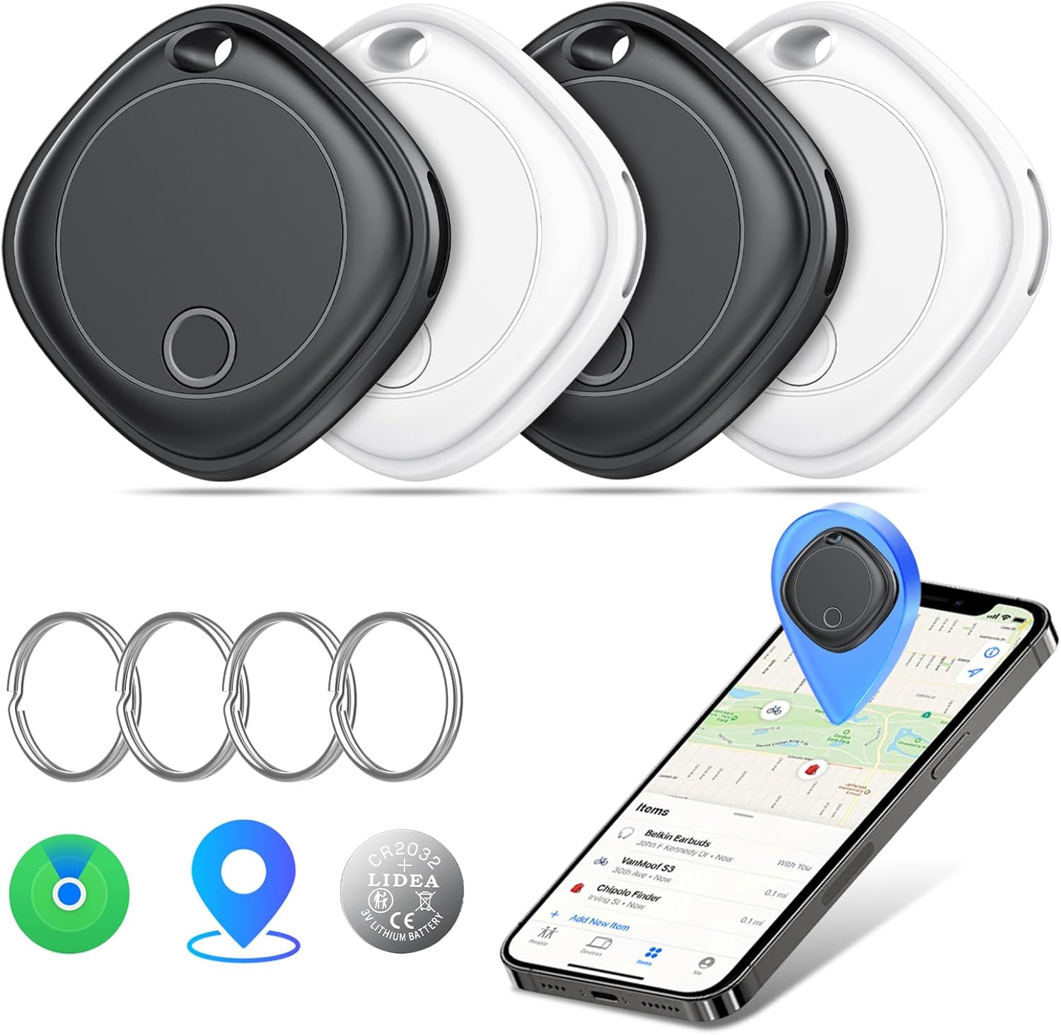 Detalle de Smart Tracker 4 pezzi: Localizzatore Bluetooth compatibile con Find My, IP67 e batteria sostituibile
