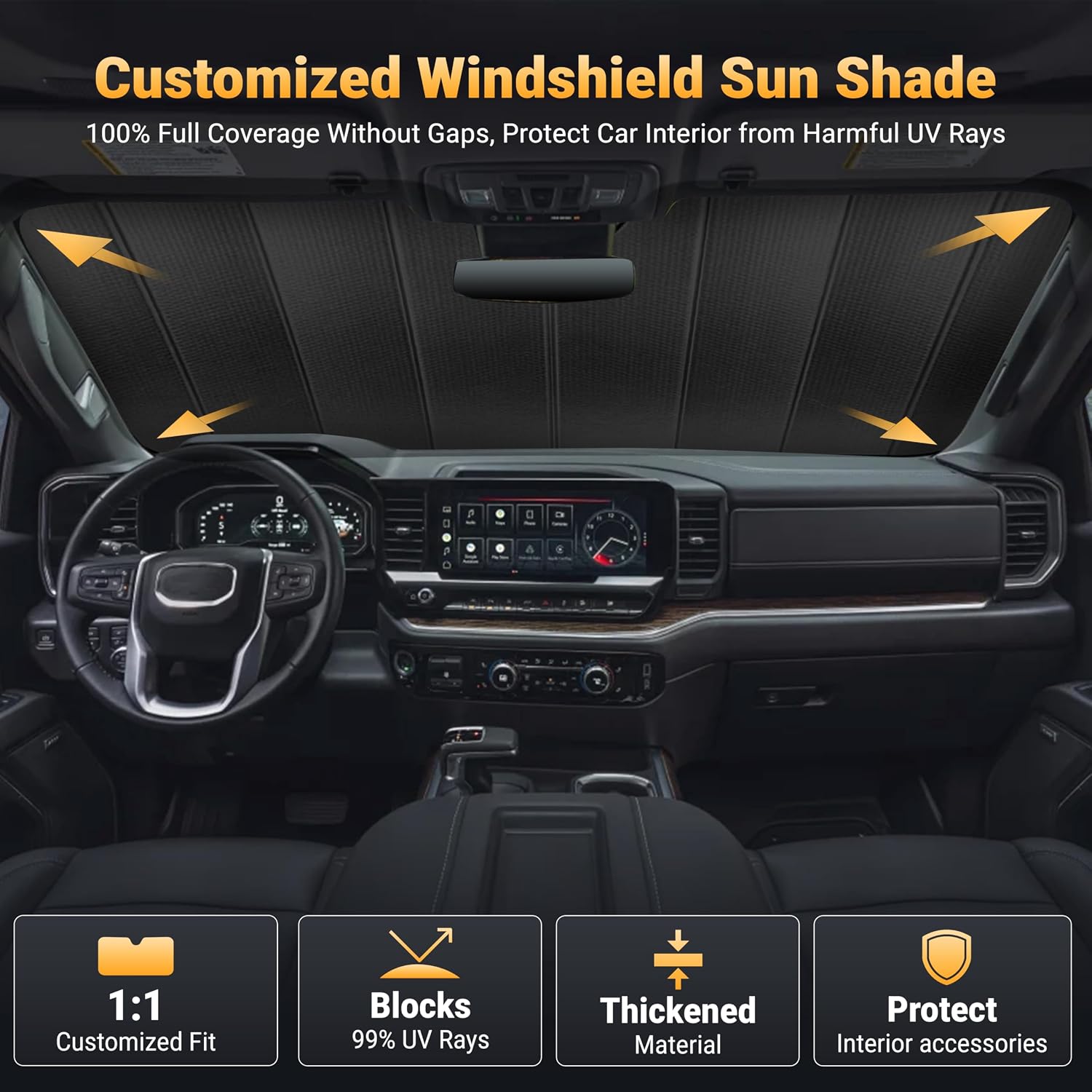 Thumbnail 4 de EcoNour Accordion Foldable Windshield Sun Shade for Chevrolet Silverado 1500 (2019-2026)