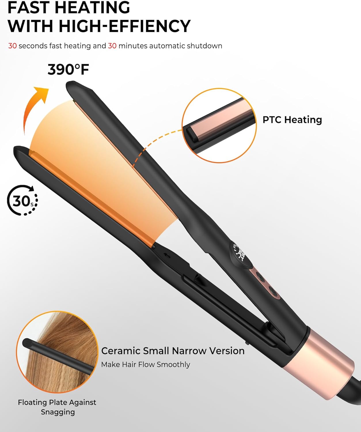 Detalle de UMIGA Mini Pencil Hair Straightener: 2-in-1 Travel Styler for Hair and Beards