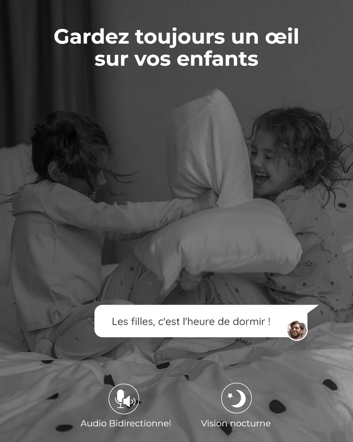 Detalle de Reolink E1 (E1 Noir) caméra WiFi d’intérieur 3MP 2K, vision nocturne, 360° Pan & Tilt, détection humain/chien/chat, audio à deux voies