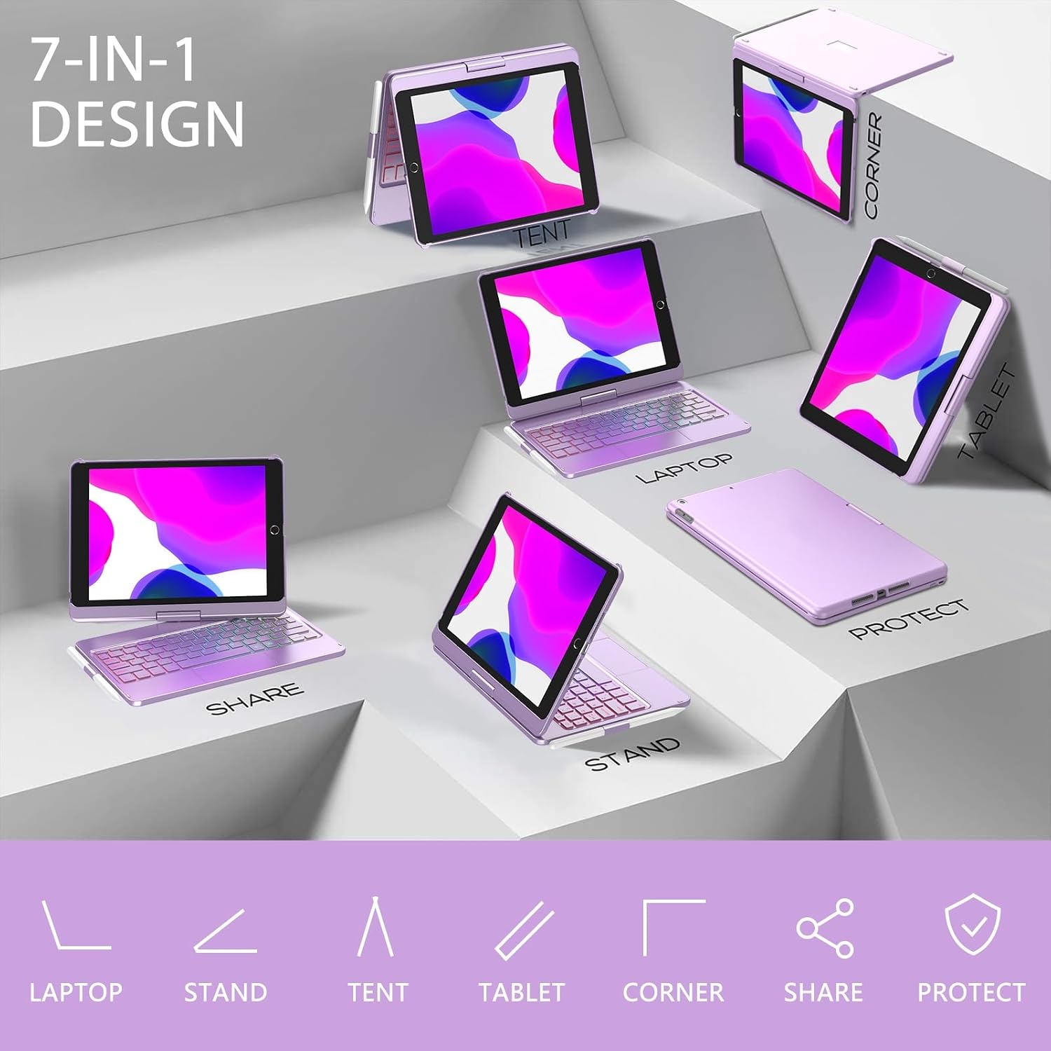 Thumbnail 4 de iPad Tastaturhülle mit Bluetooth 7 Farben