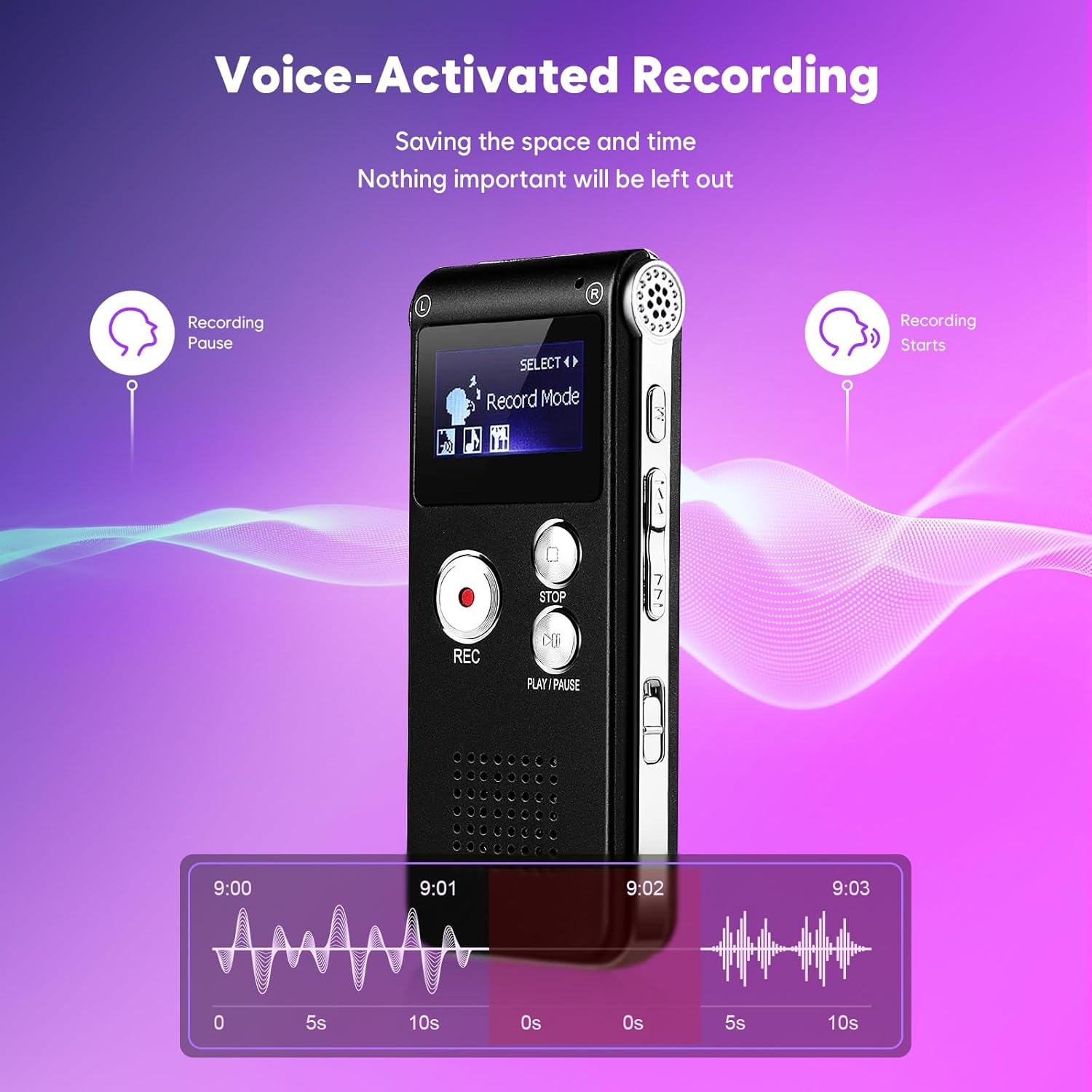 Detalle 2 de ZIPCIDE Voice Recorder 32GB 4800h
