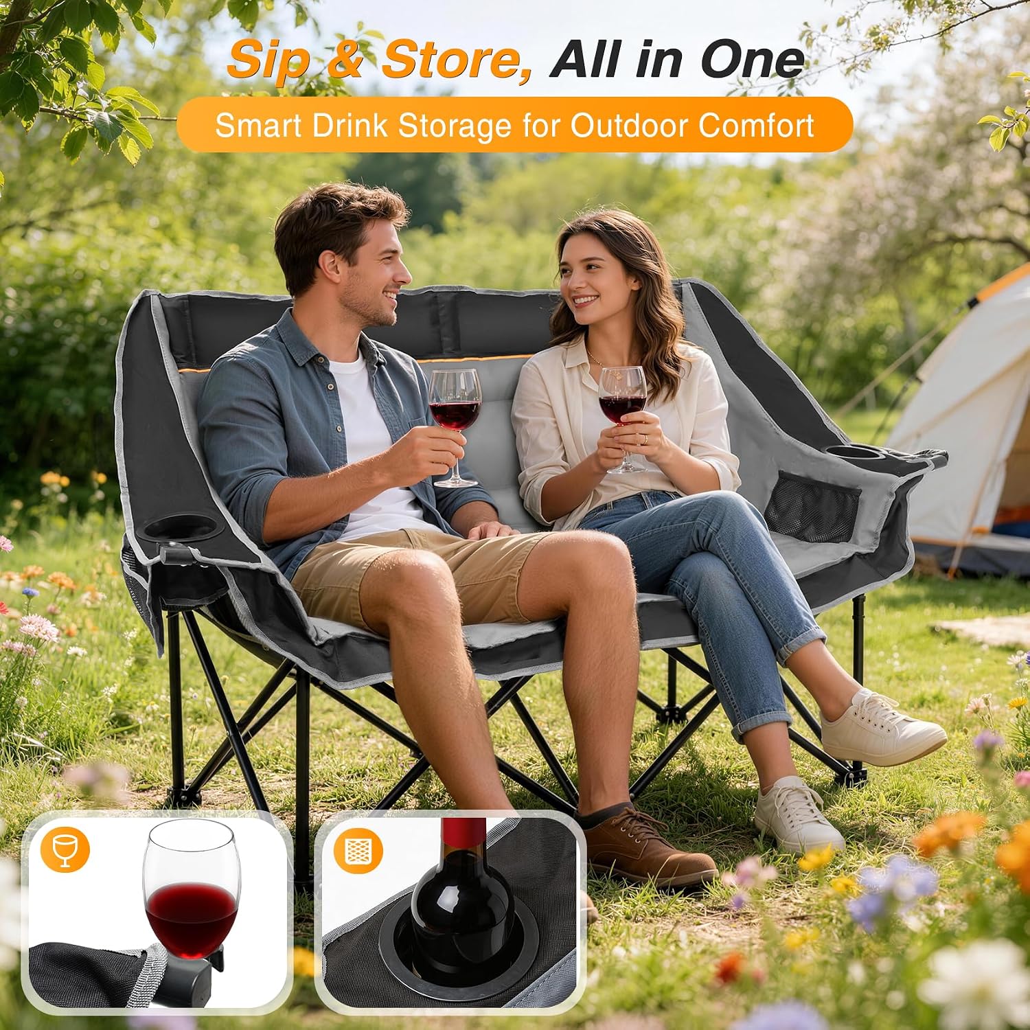 Detalle de Suteck Double Camping Chair 660 lbs