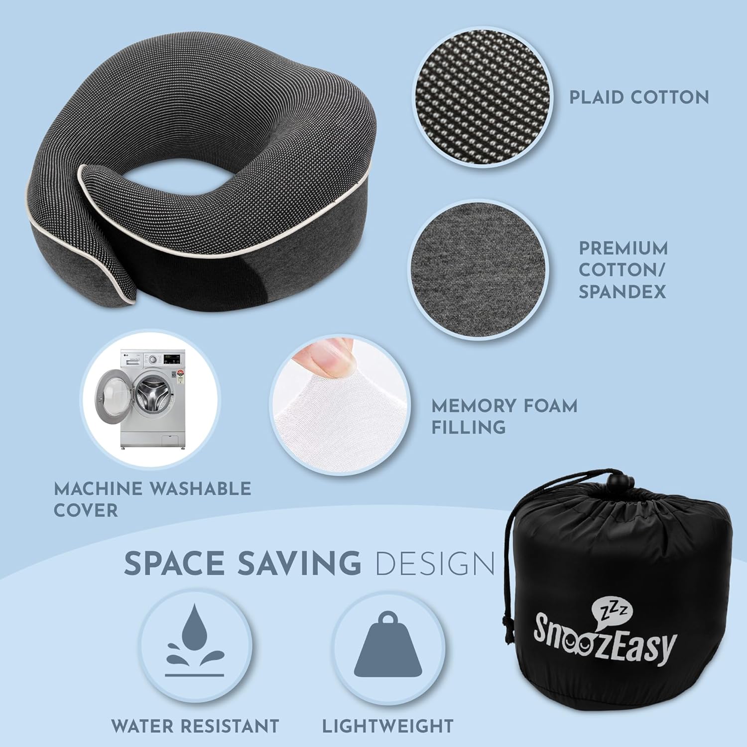 Thumbnail 6 de SnoozEasy Travel Pillow 360° memory foam travel pillow 😴