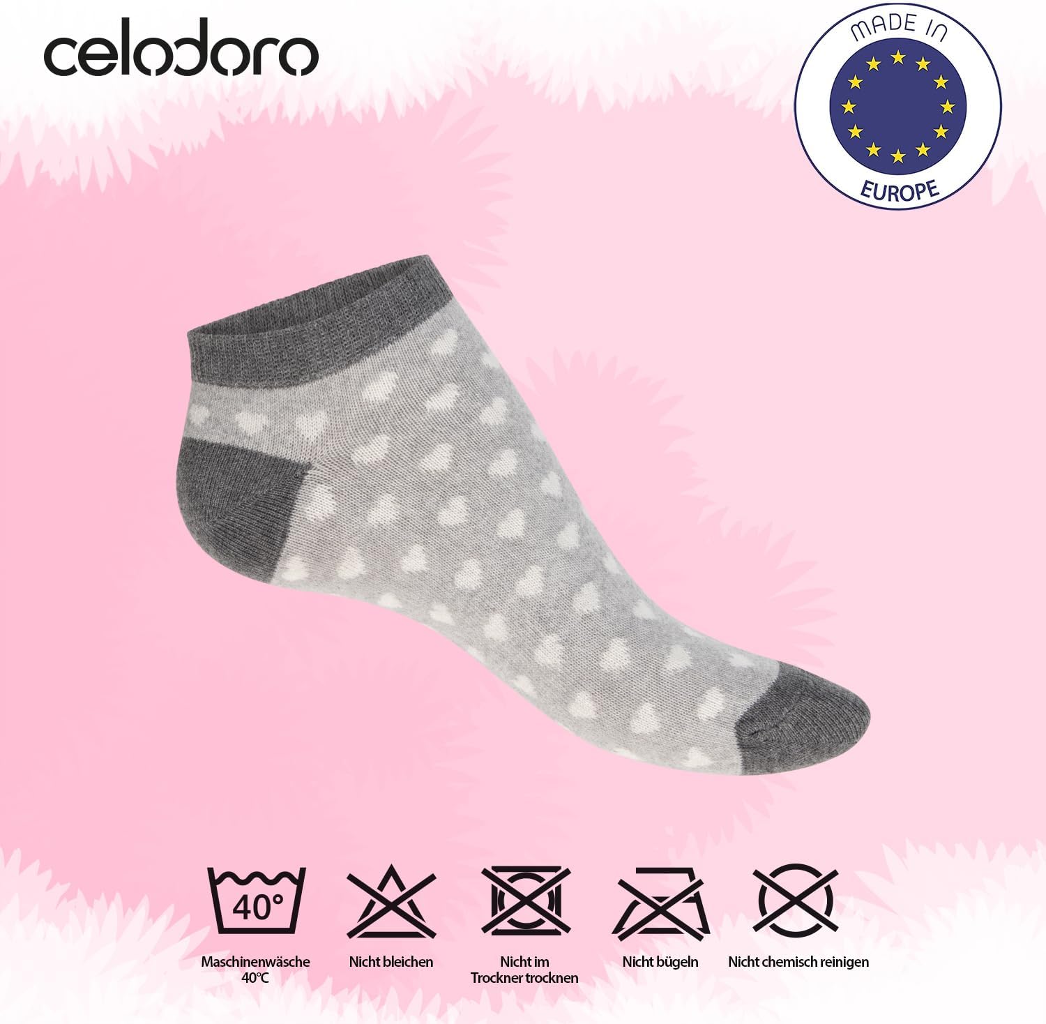 Detalle de Celodoro Women's Cute Eco Trainer Socks, 10 Pairs in Regenerative Cotton