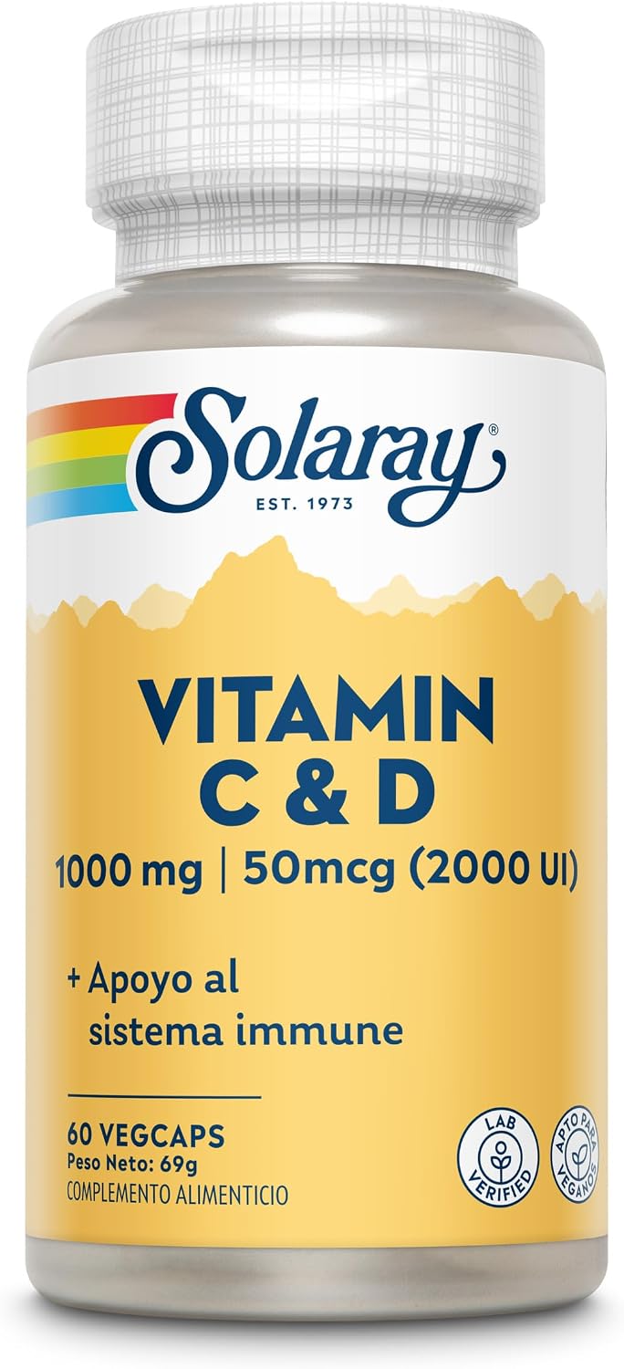 Detalle de Solaray Vitamin C y D 1000Mg 50µg Vegcaps