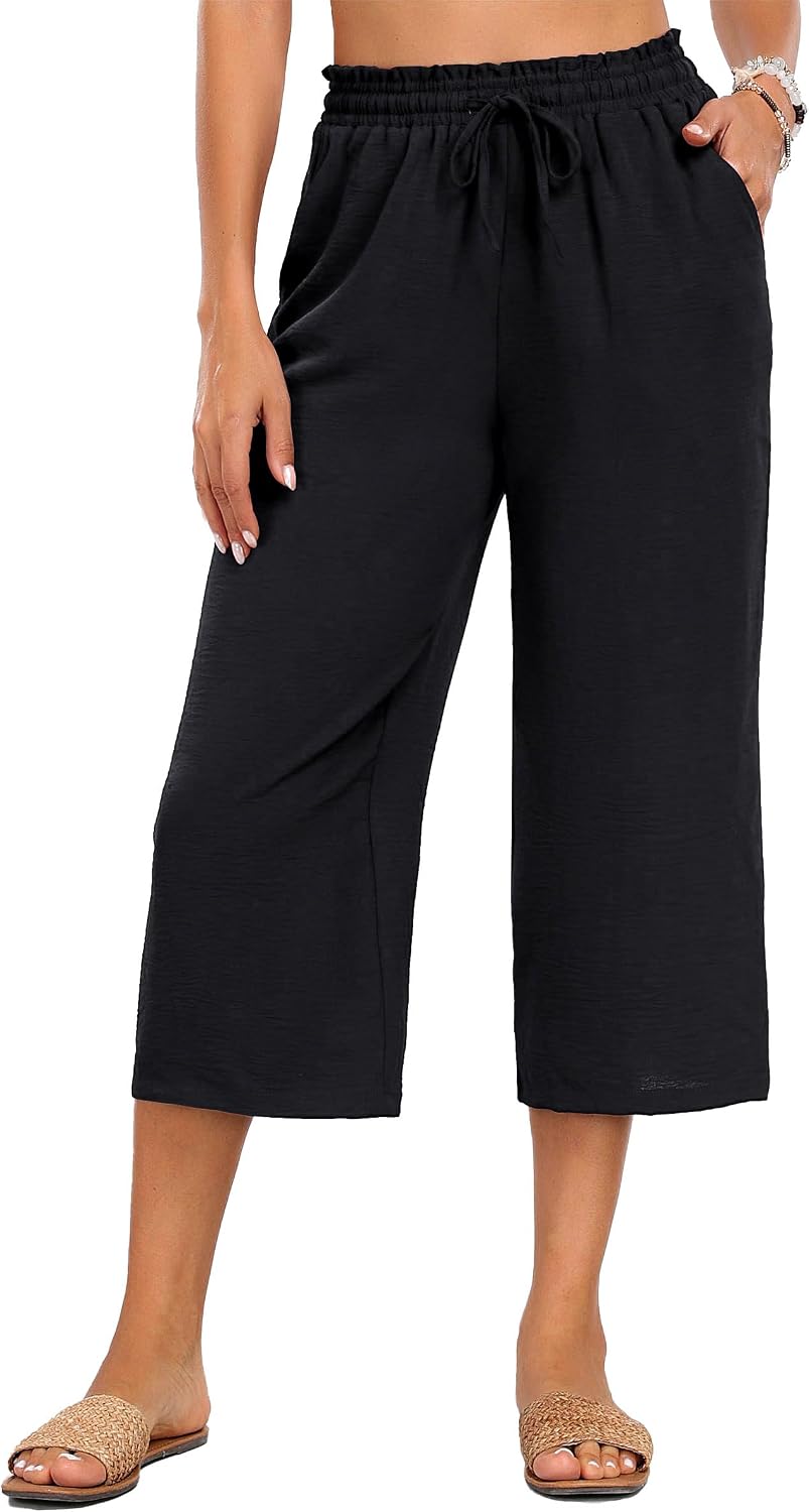 Detalle 2 de Neineiwu Damen Hosen Palazzohose High Waist