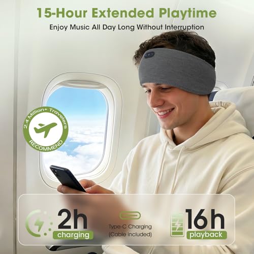 Detalle de LC-dolida Bandeau Bluetooth Écouteurs – 5 en 1 pour sommeil, sport et bien-être