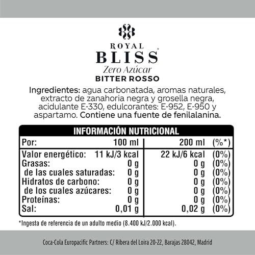 Detalle 2 de Royal Bliss Bitter Rosso 🍹 Pack de 24 Botellas de 200 ml