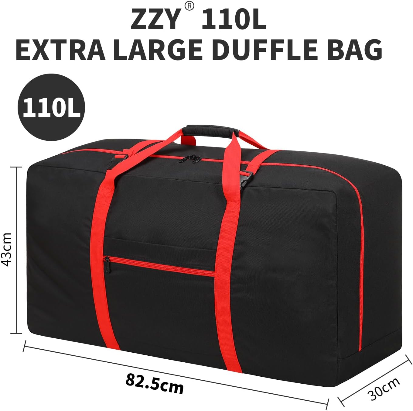 Thumbnail 5 de Surdimensionné Sac de Voyage Pliable 110L – Grand Léger Noir pour Camping, Sport et Weekend
