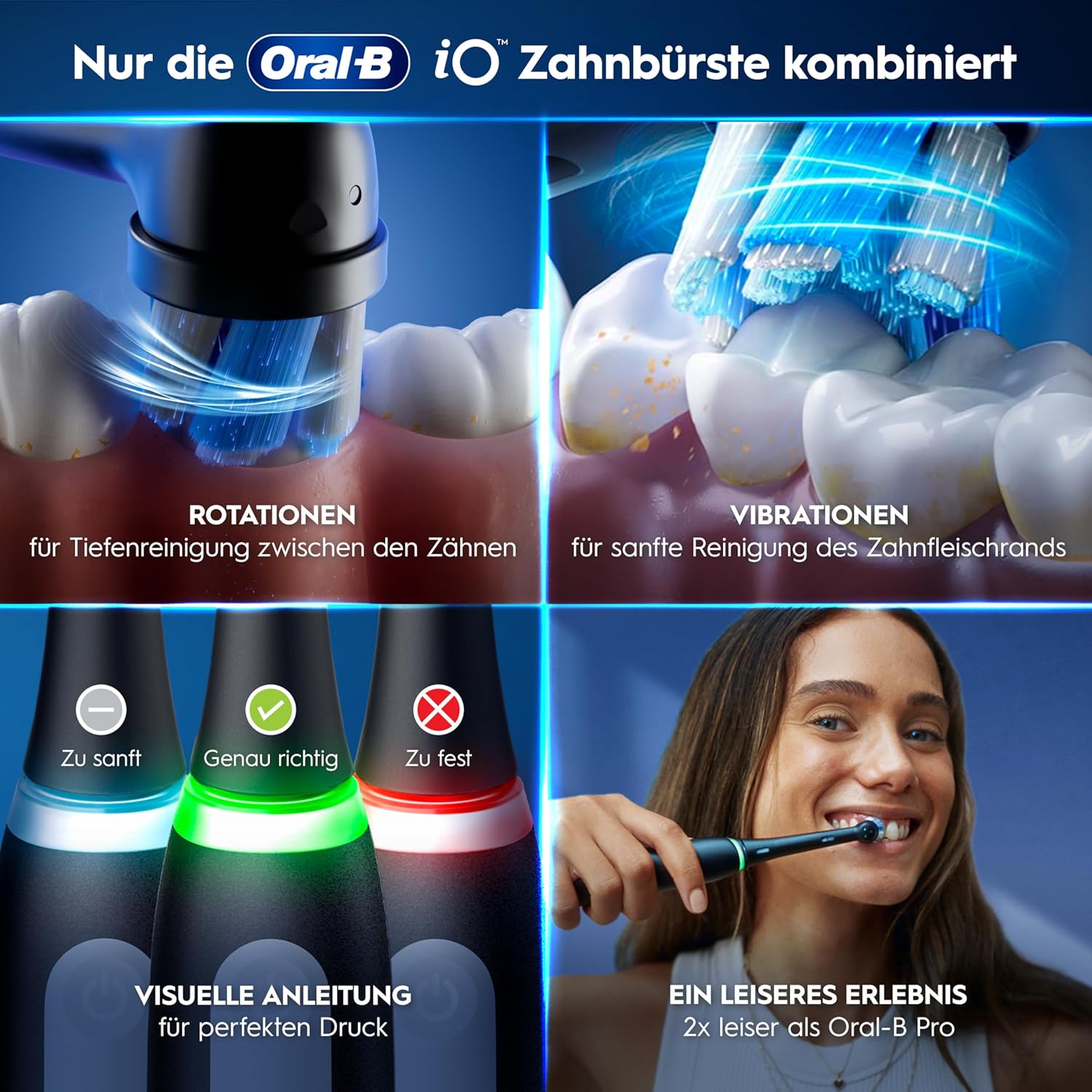 Thumbnail 4 de Oral-B iO Series 3 Elektrische Zahnbürste – Doppelpack (Schwarz/Rosa) mit 4 Aufsteckbürsten und Reise-Etui
