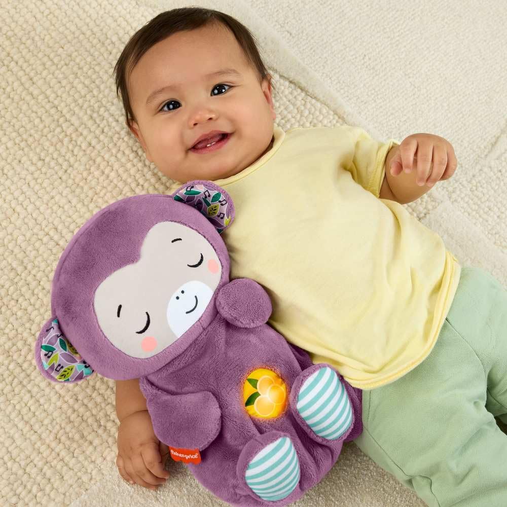 Thumbnail 6 de Fisher-Price Scimmietta Viola Soffice Relax: peluche sensoriale con movimento respiratorio, luci calmanti e melodie per neonato