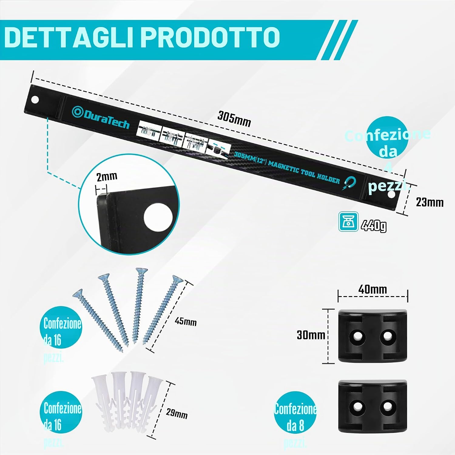 Detalle de DURATECH barra magnetica porta utensili 4x