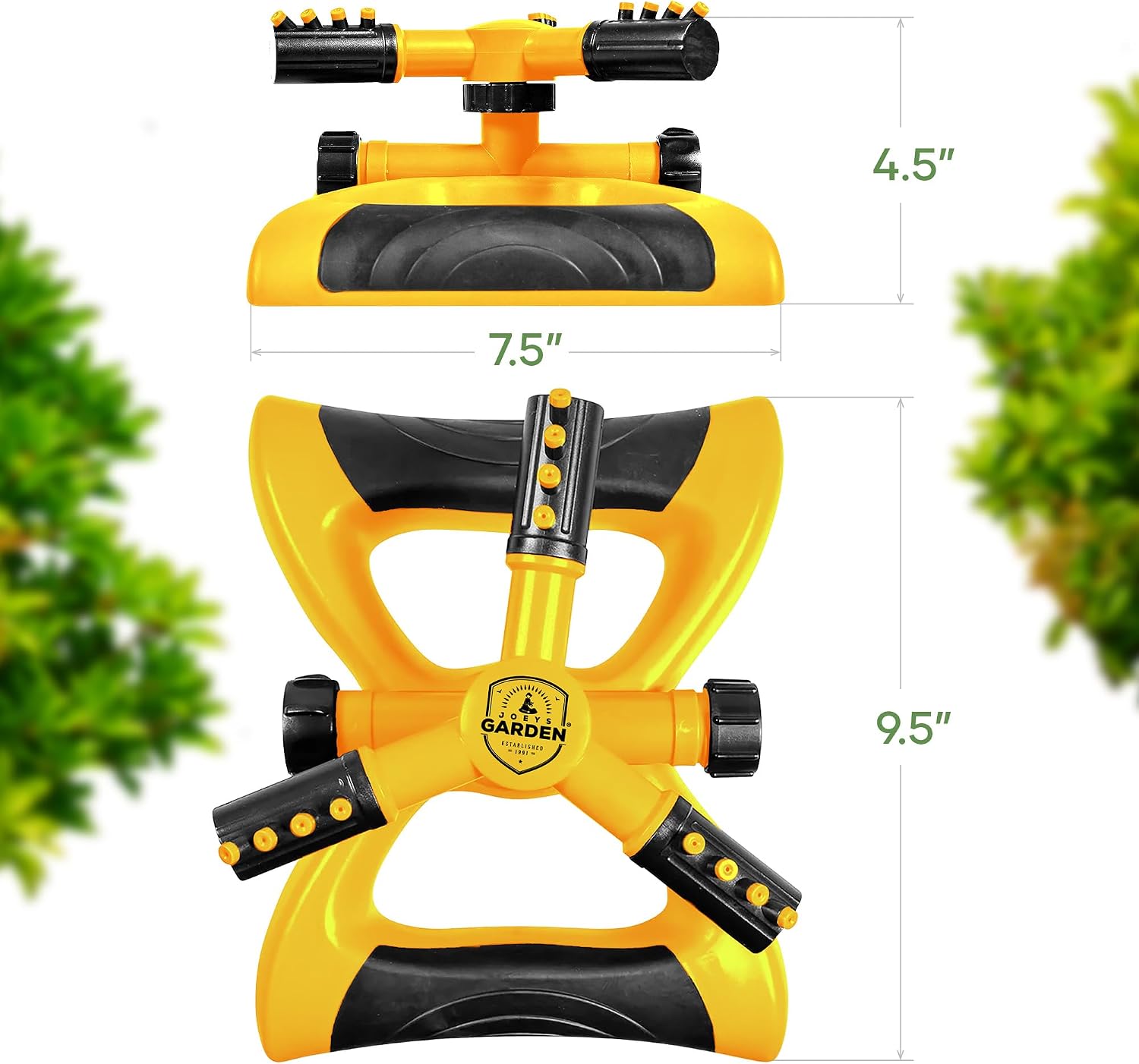 Detalle 2 de Joeys Garden Sprinkler Rotating Lawn Sprinkler, 360° Coverage, Yellow