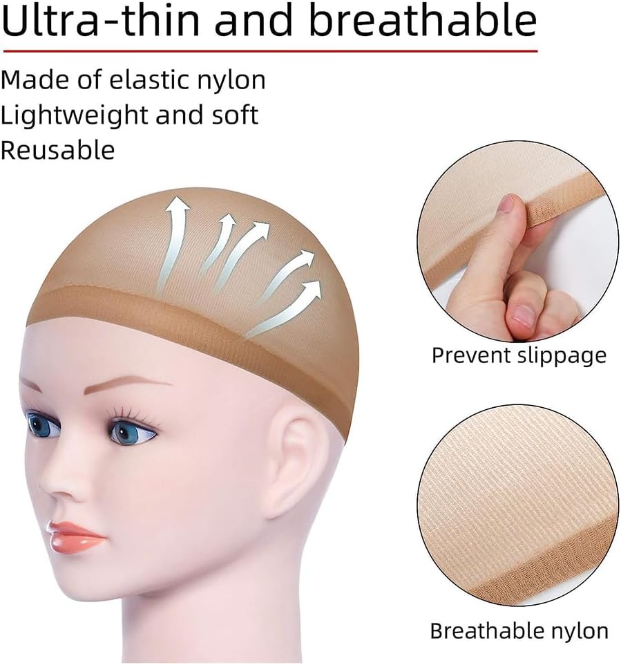 Detalle de URAQT Wig Caps en filet pour perruque (lot de 8, neutres) – bonnets unisex