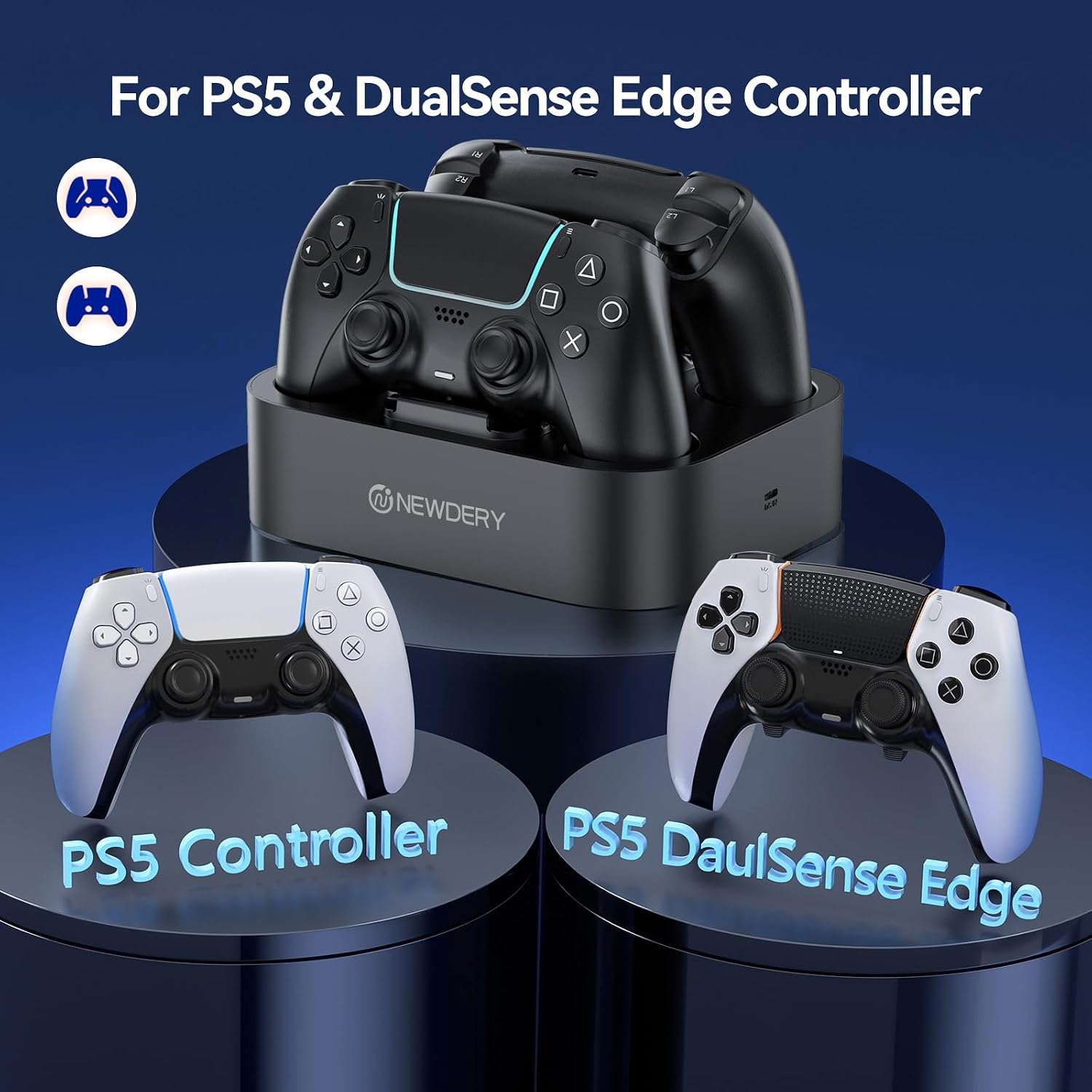 Detalle 2 de NEWDERY PS5 Controller Charger Station 2m