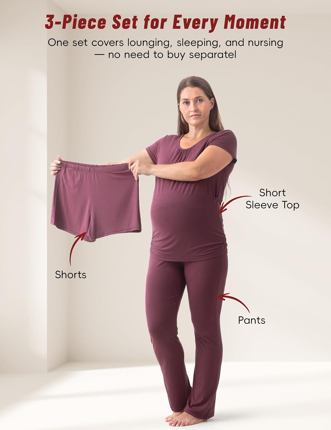 Detalle 2 de SUNNYBUY Stillpyjama-Set Umstandsmode 3-teilig