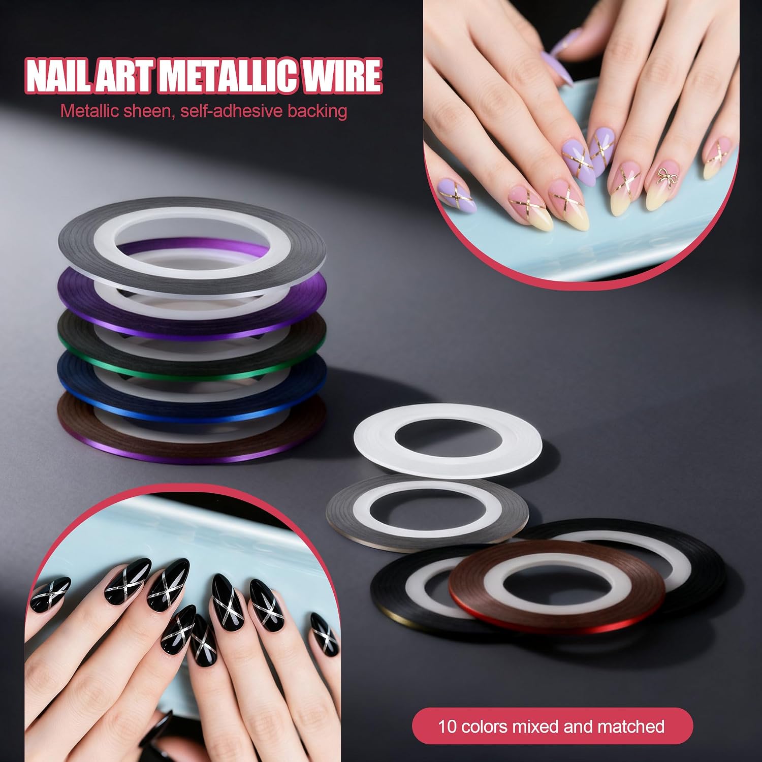 Thumbnail 6 de Artdone Nail Striping Tape Lines Kit with Nail Art Tools, Pens, Dotting Tools & Liner Brushes