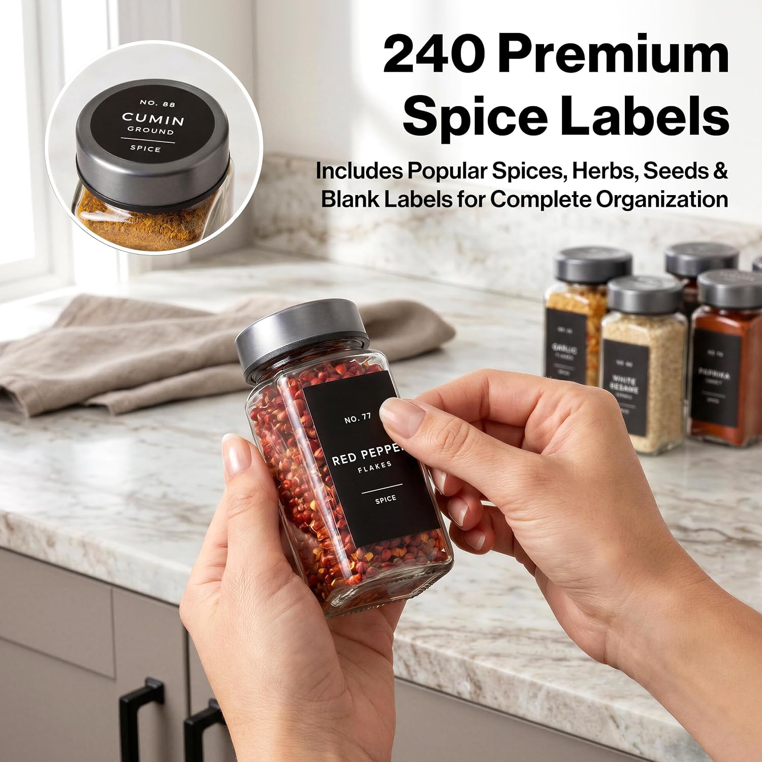Detalle de EDELHAUS Glass Spice Jars, 4 oz