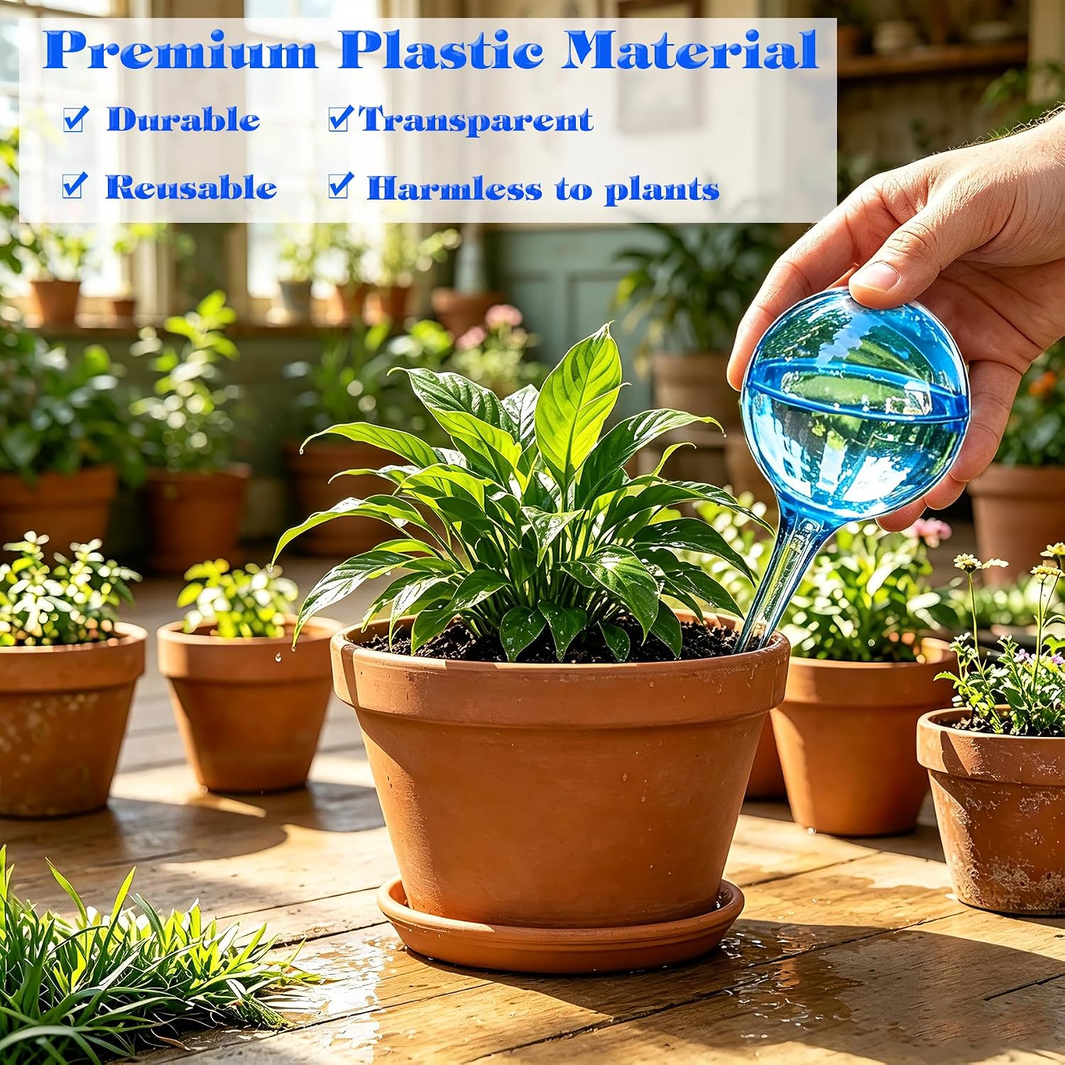 Detalle 2 de MOONSOUND Plant Auto Watering Globes-6B, 10-Piece PVC Watering Set